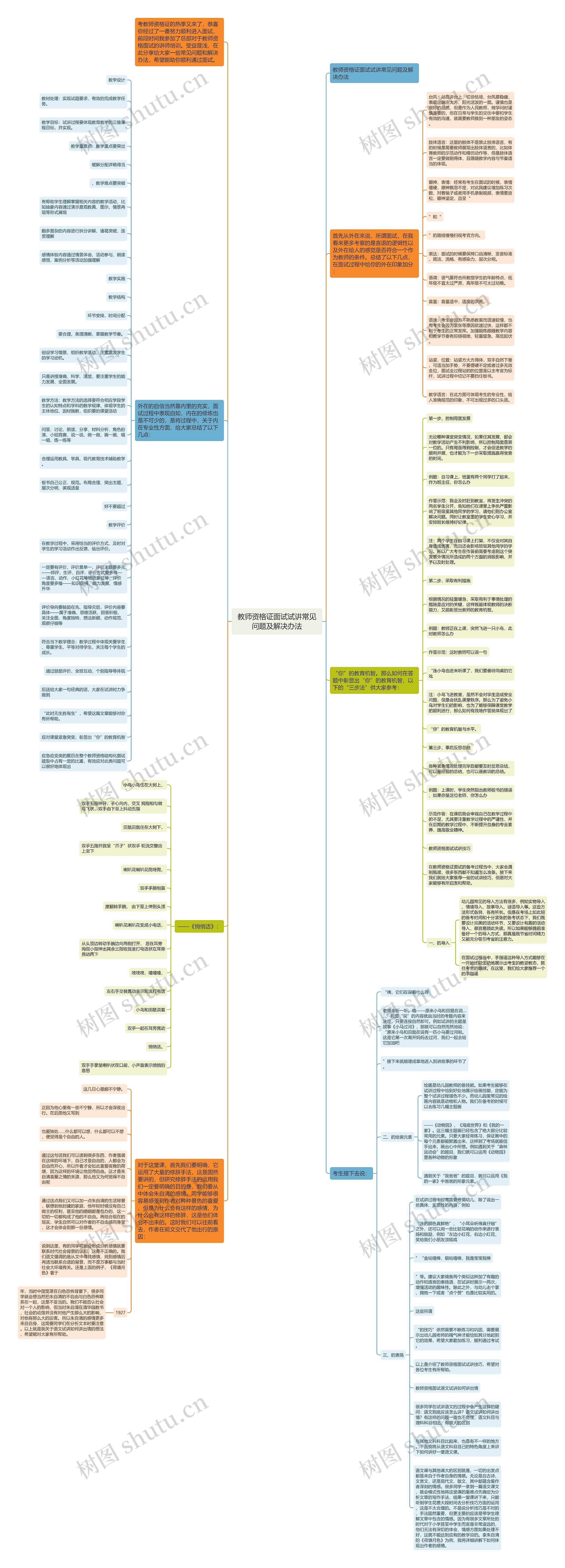 教师资格证面试试讲常见问题及解决办法思维导图