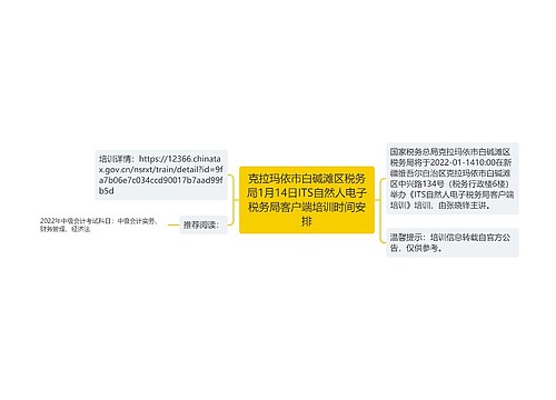 克拉玛依市白碱滩区税务局1月14日ITS自然人电子税务局客户端培训时间安排