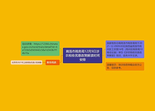 商洛市税务局12月9日涉农税收优惠政策解读时间安排