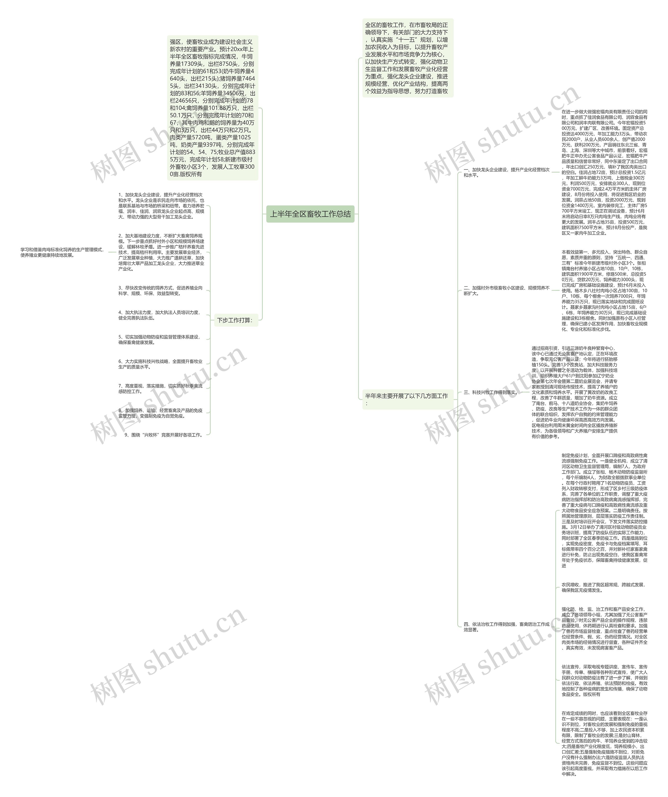 上半年全区畜牧工作总结思维导图