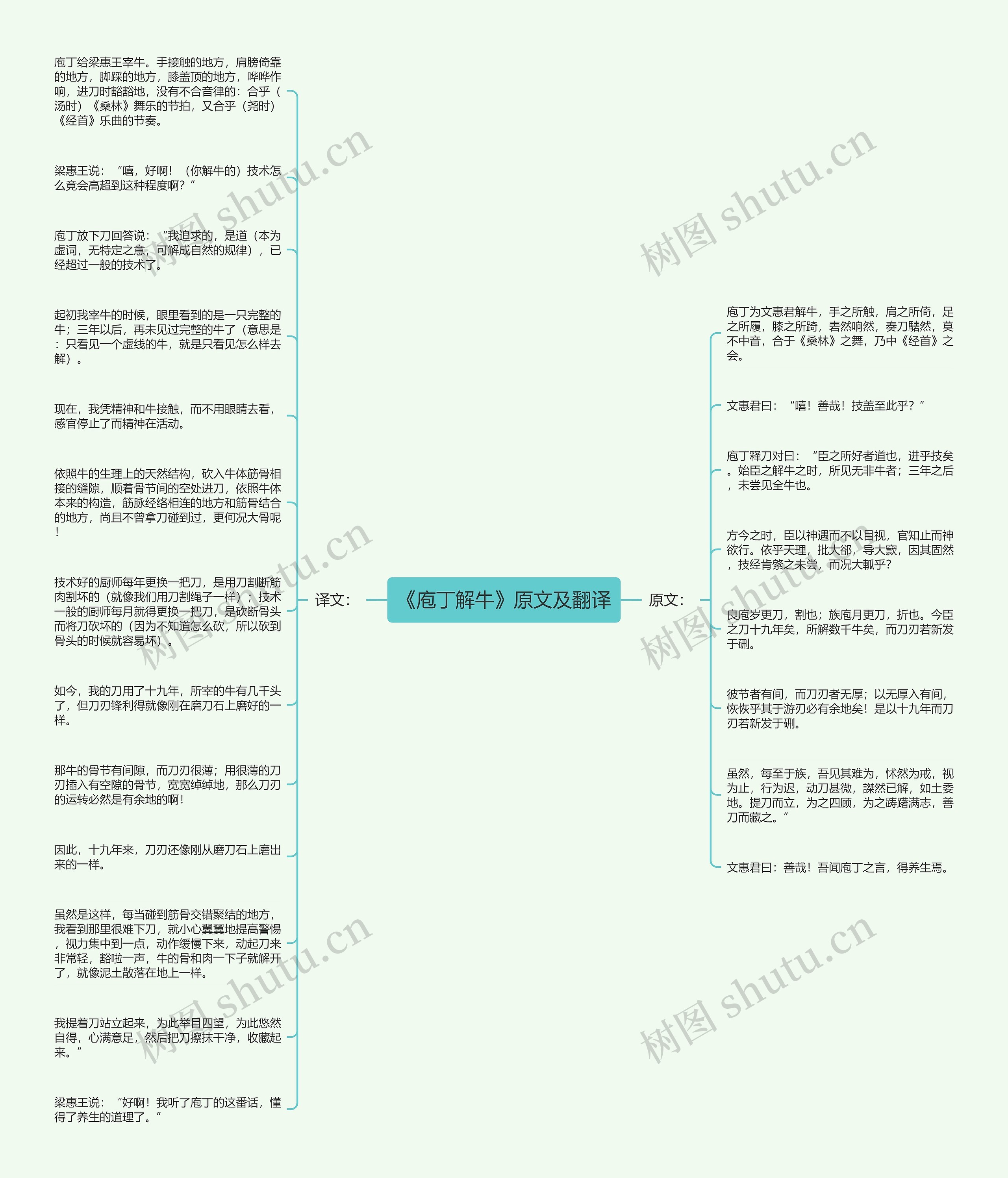 《庖丁解牛》原文及翻译思维导图