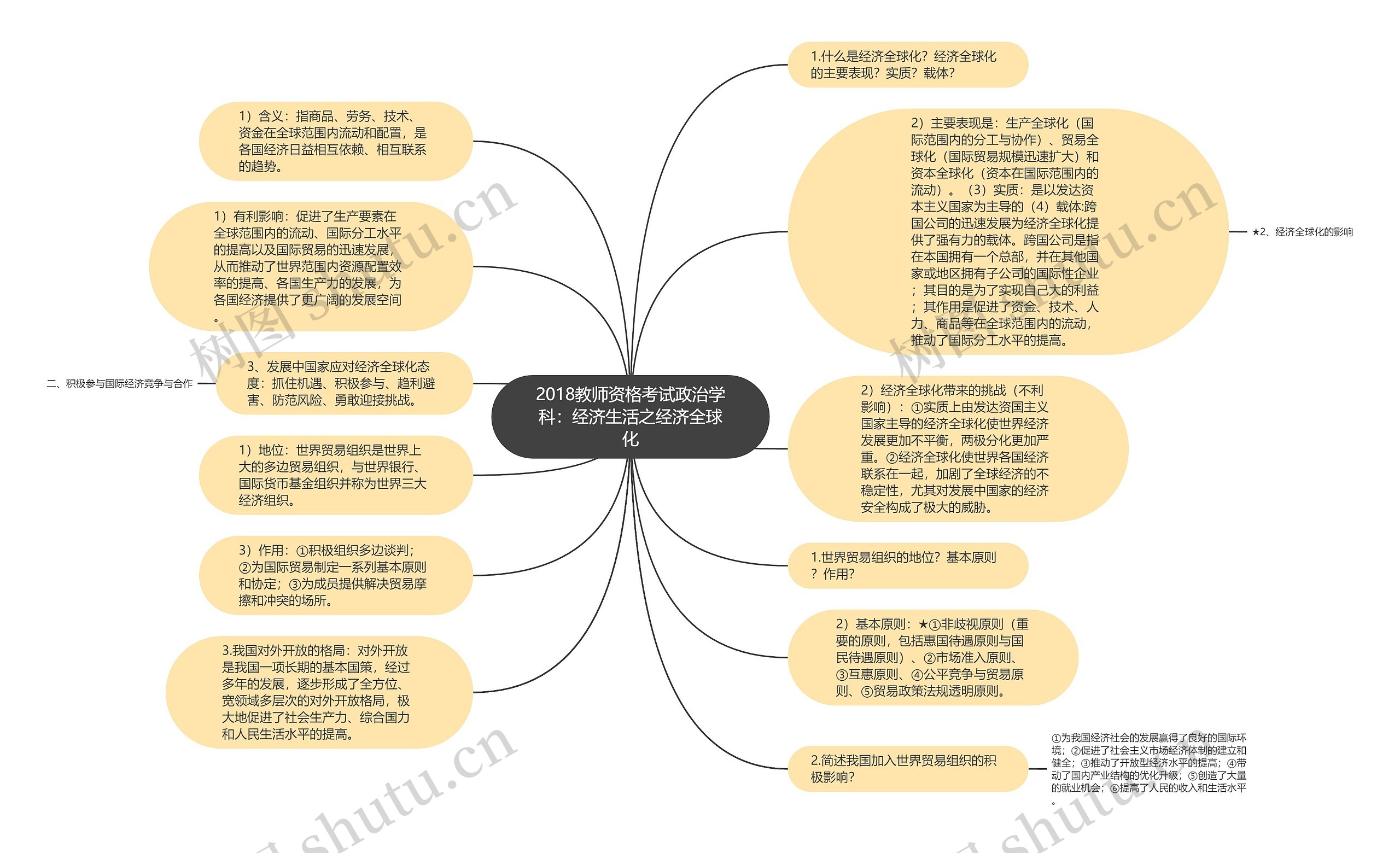 2018教师资格考试政治学科：经济生活之经济全球化思维导图