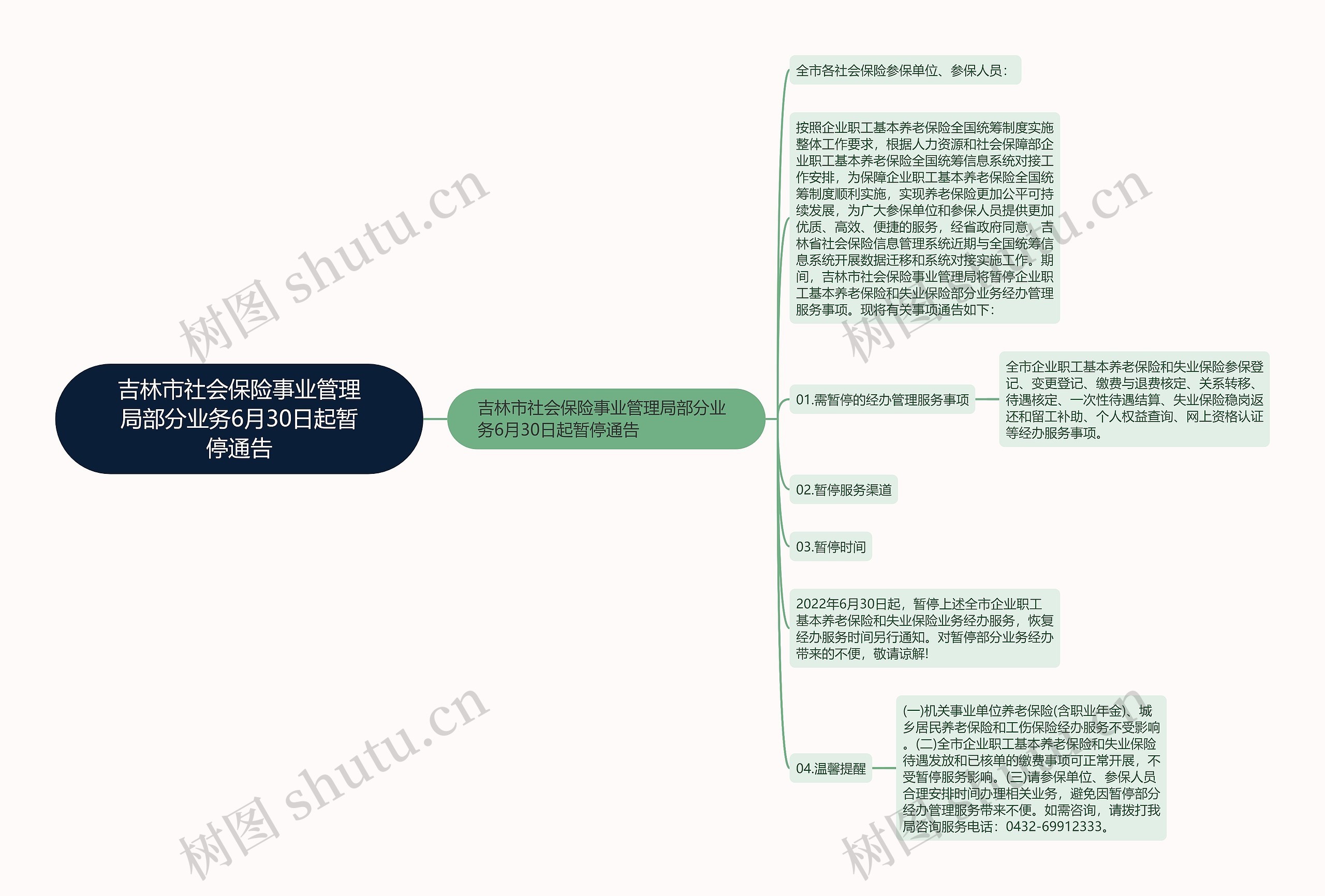 吉林市社会保险事业管理局部分业务6月30日起暂停通告思维导图