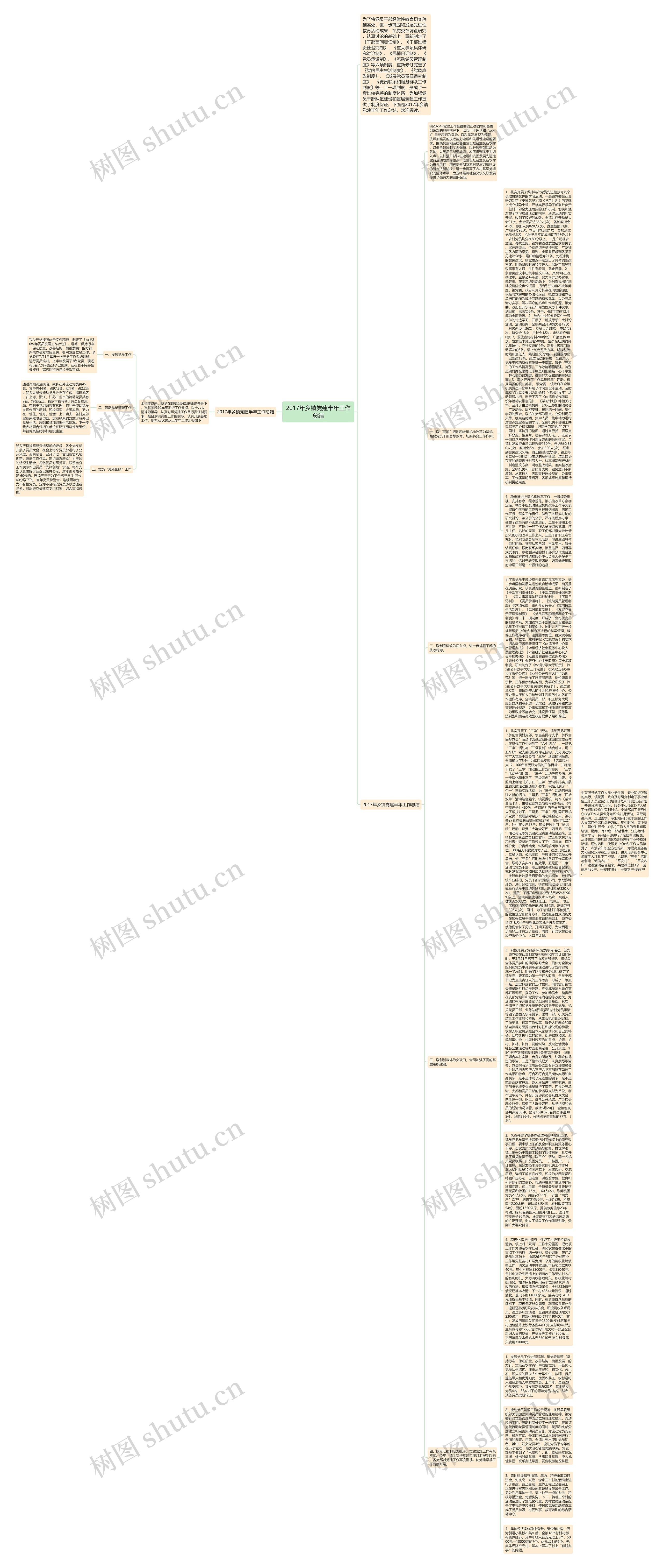 2017年乡镇党建半年工作总结思维导图