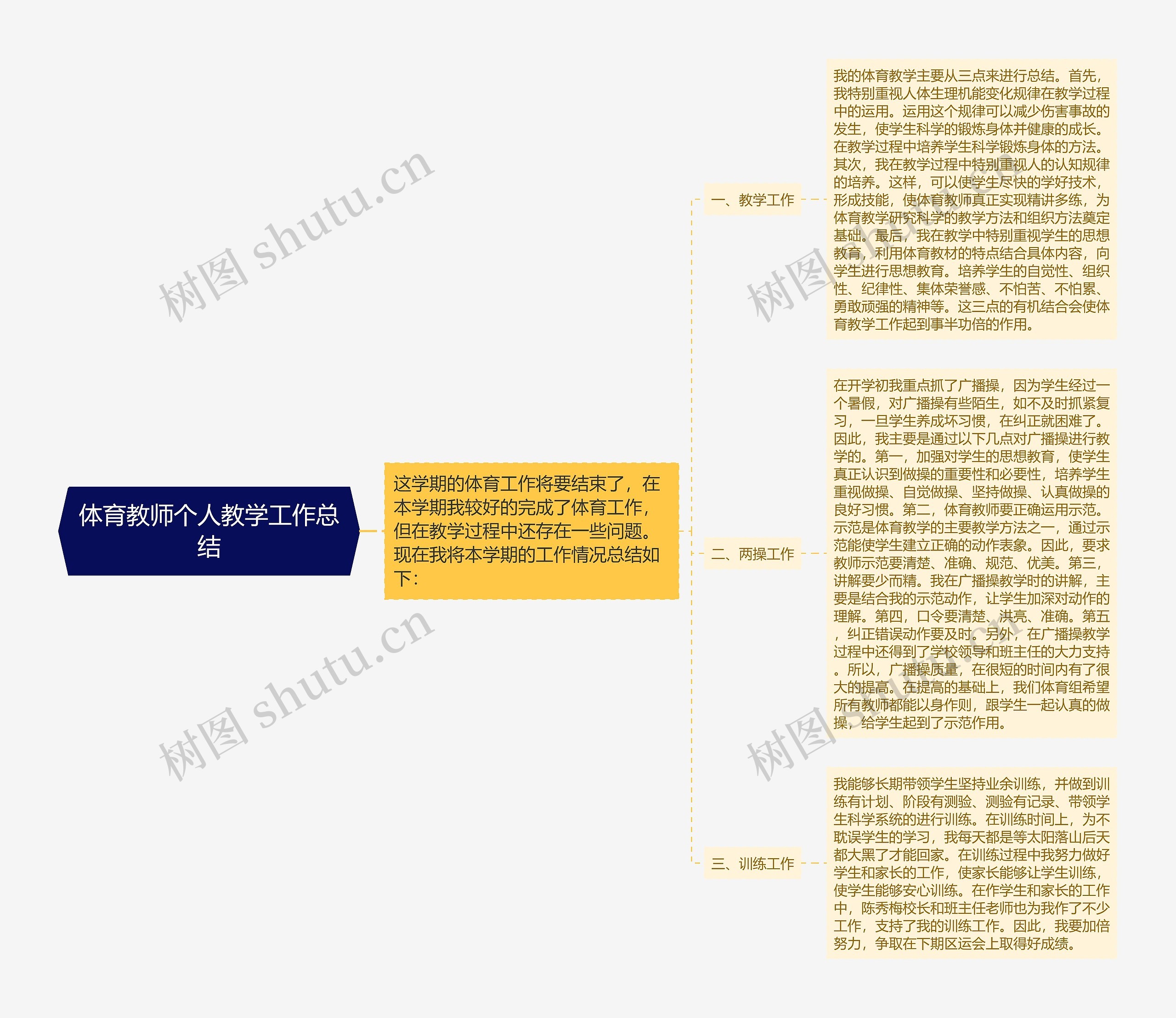 体育教师个人教学工作总结思维导图