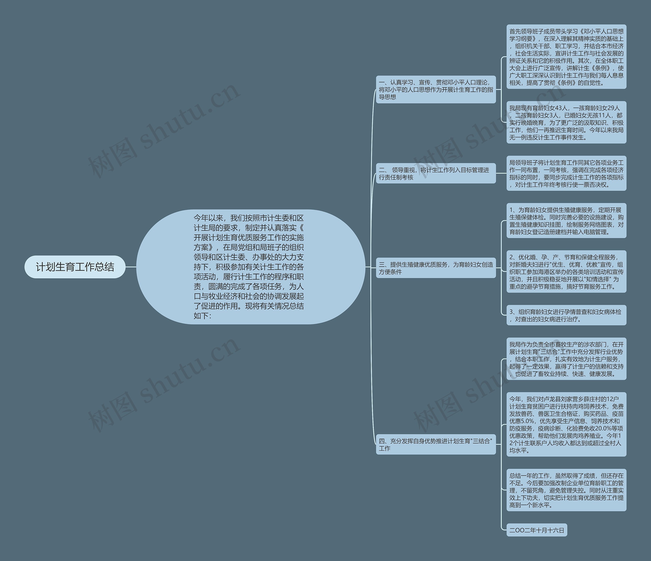 计划生育工作总结思维导图高清图 计划生育工作总结思维导图