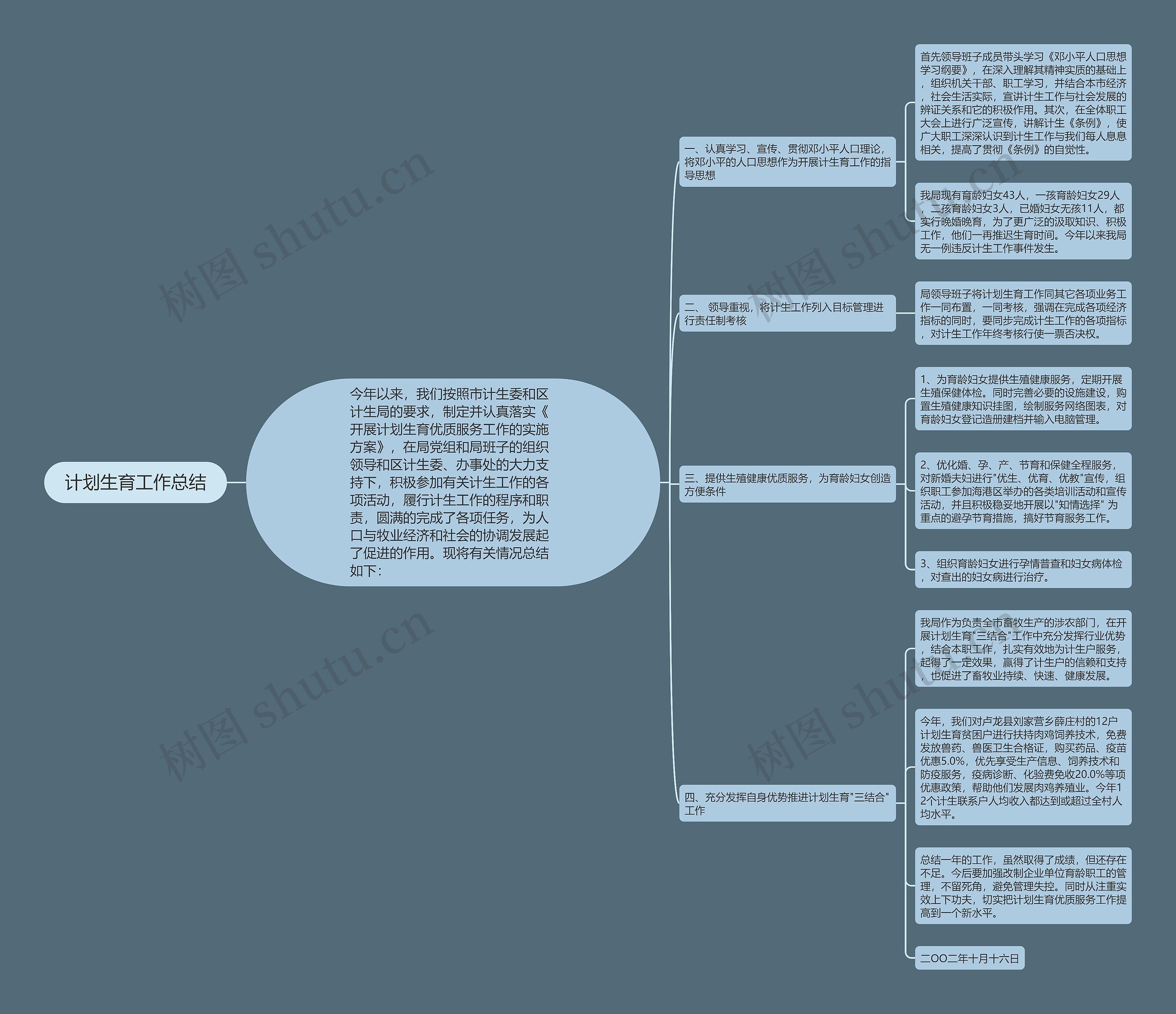 计划生育工作总结思维导图