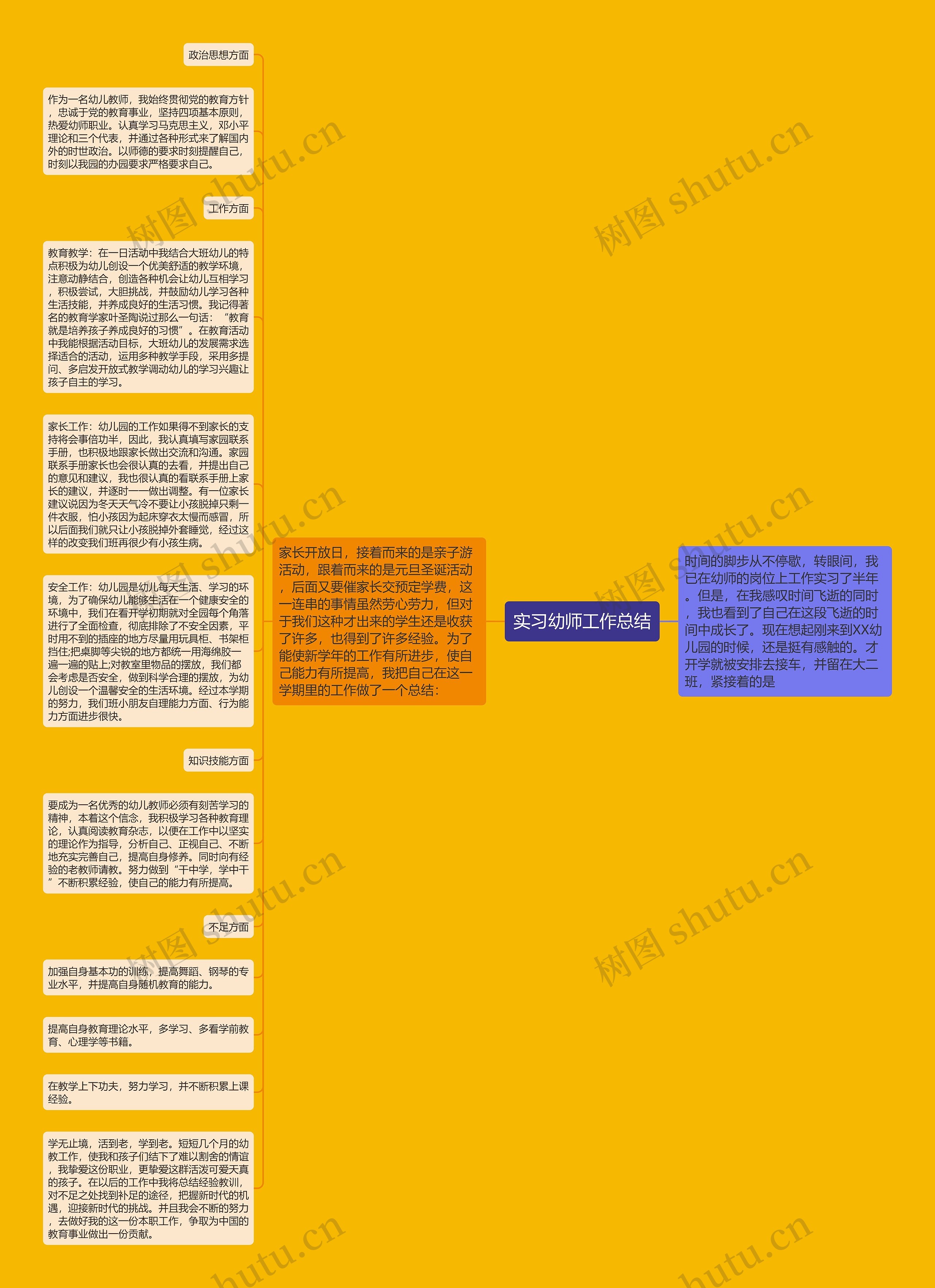 实习幼师工作总结思维导图