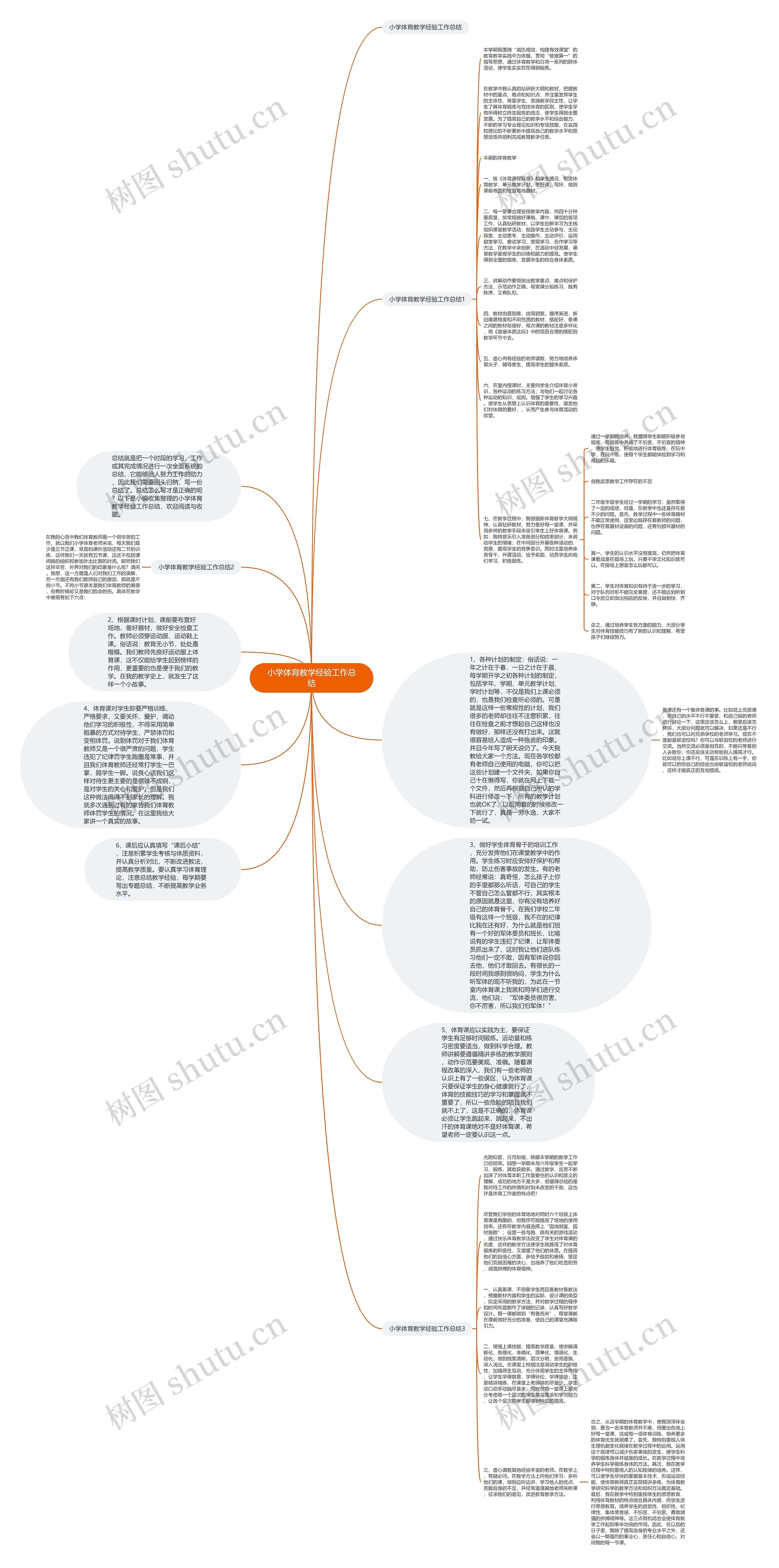 小学体育教学经验工作总结思维导图