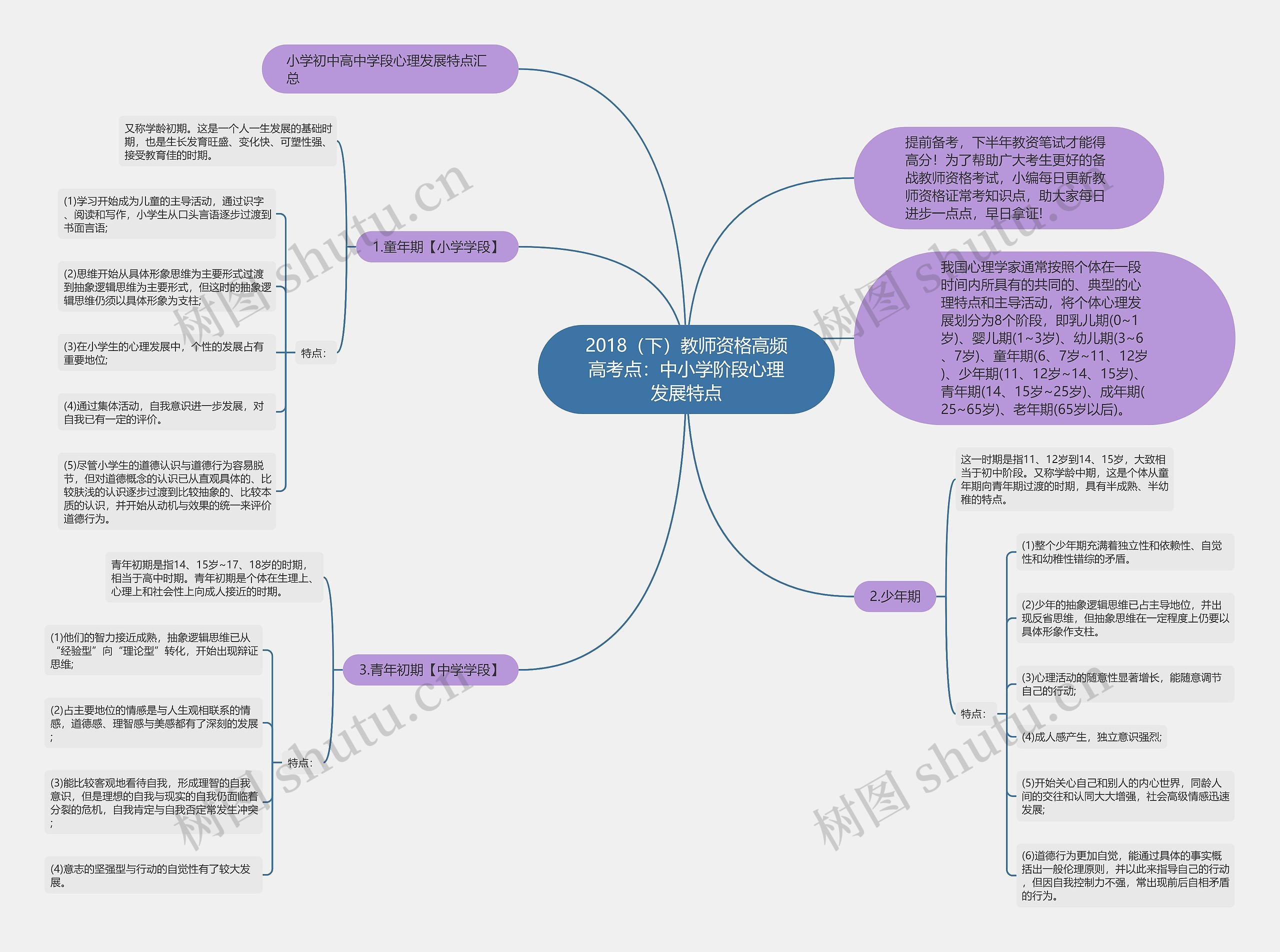 2018（下）教师资格高频高考点：中小学阶段心理发展特点