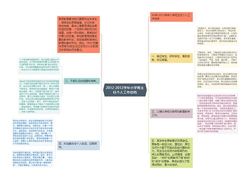 2012-2012学年小学班主任个人工作总结