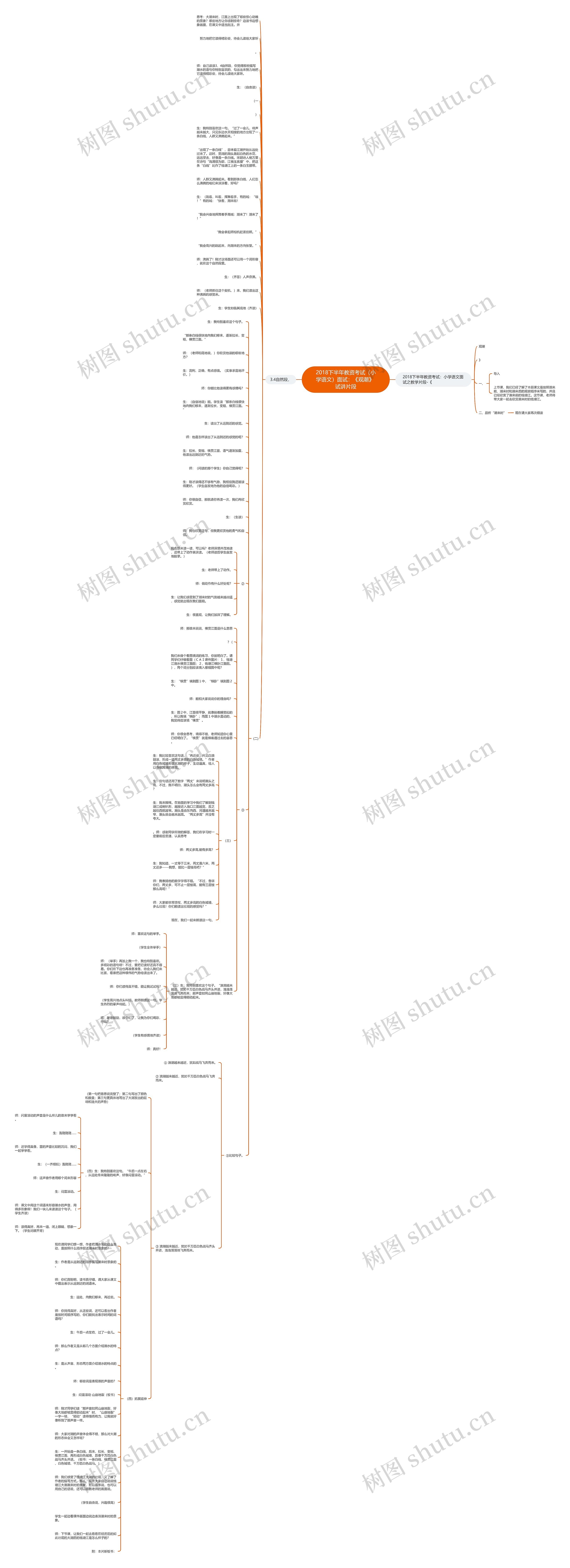 2018下半年教资考试（小学语文）面试：《观潮》 试讲片段思维导图