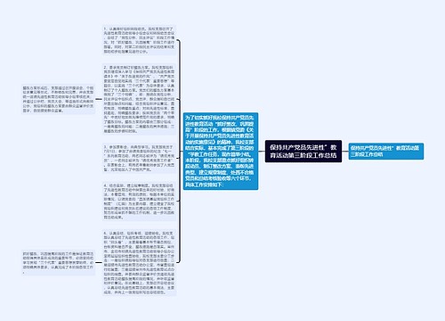 保持共产党员先进性”教育活动第三阶段工作总结