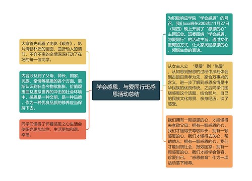 学会感恩，与爱同行班感恩活动总结