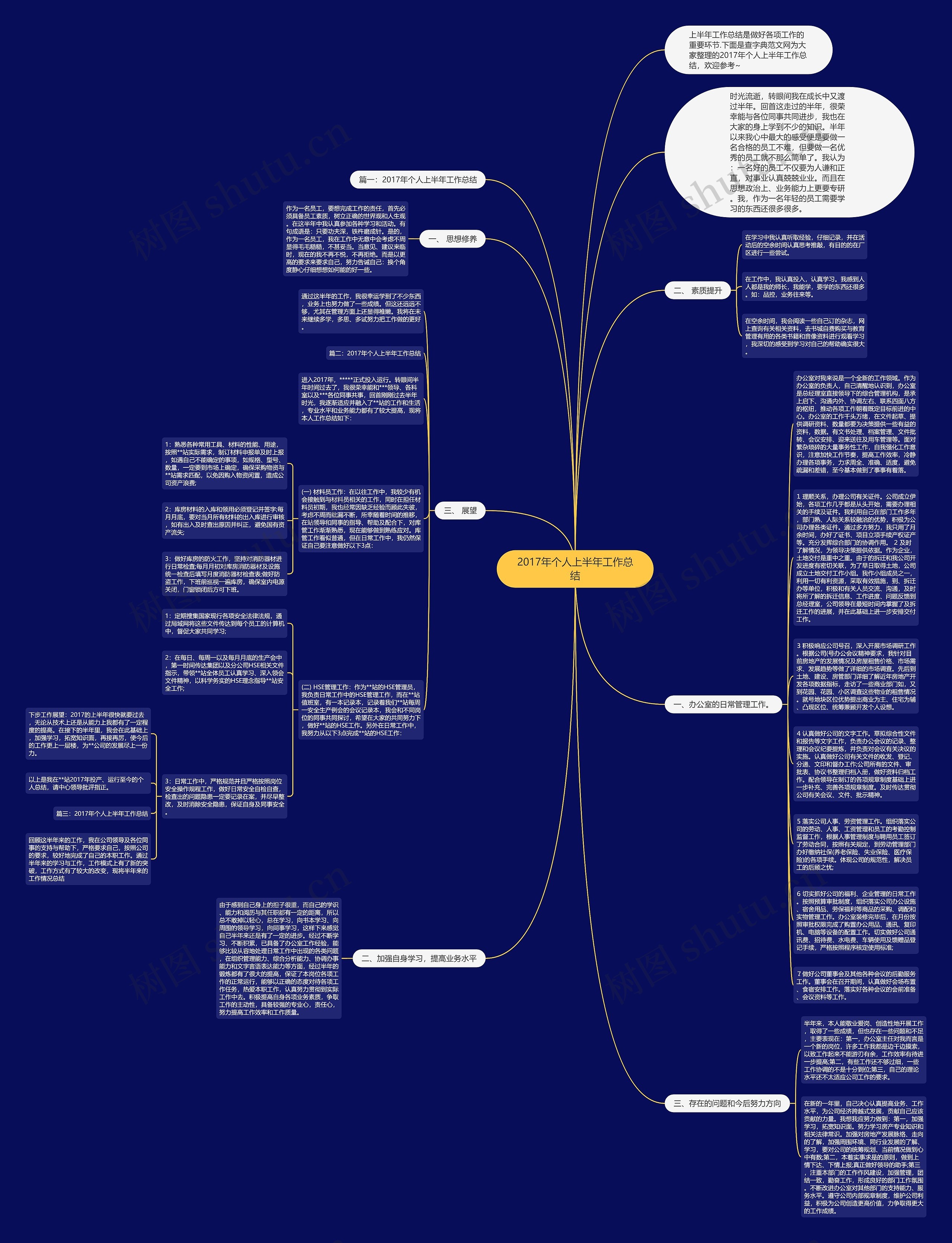 2017年个人上半年工作总结思维导图