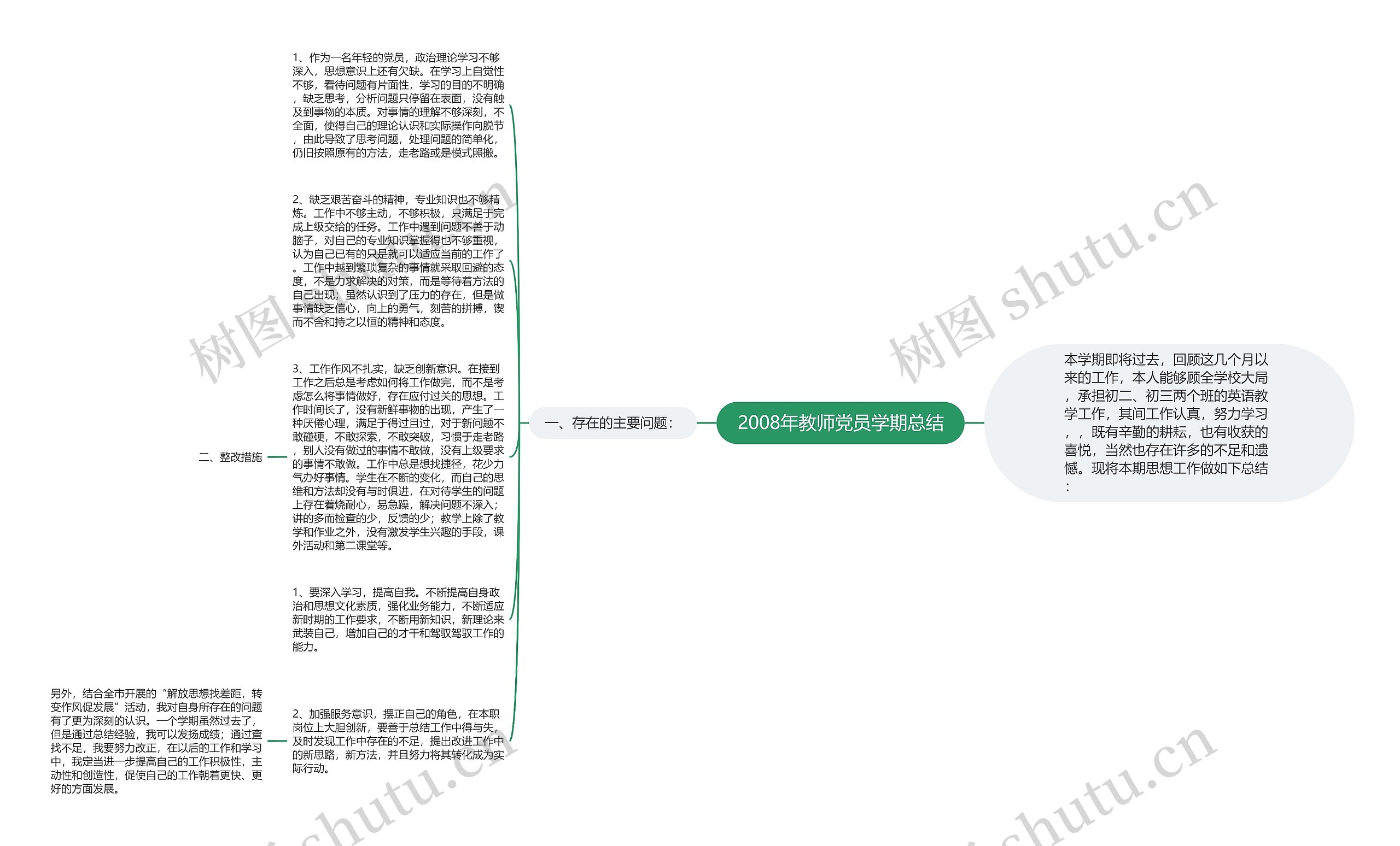 2008年教师党员学期总结思维导图