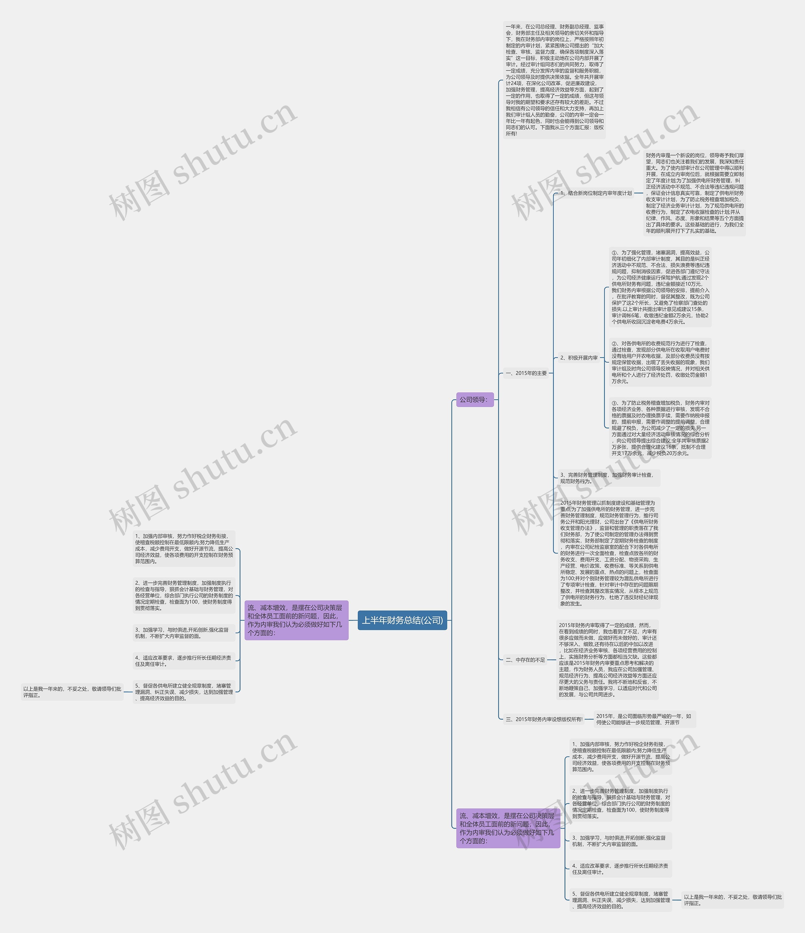 上半年财务总结(公司)思维导图