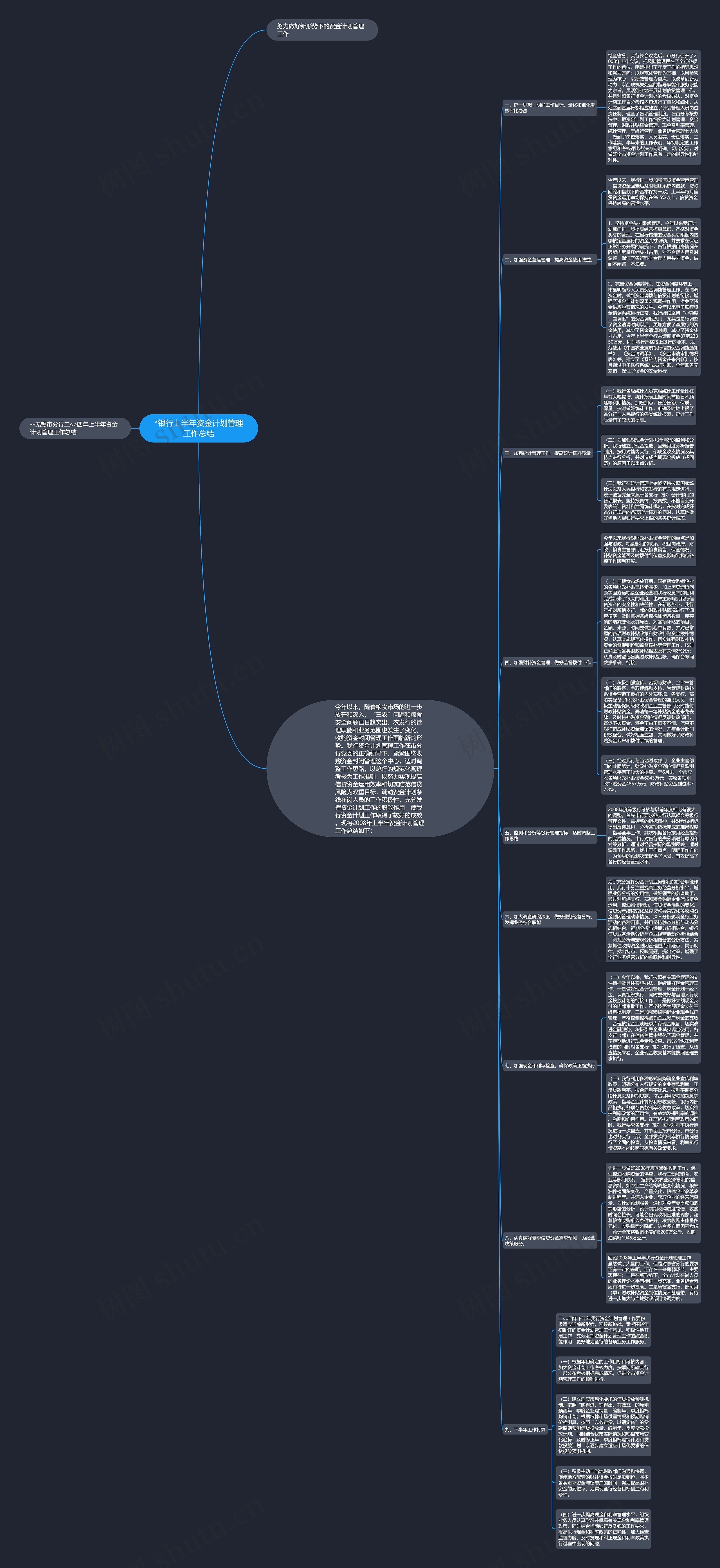 *银行上半年资金计划管理工作总结思维导图