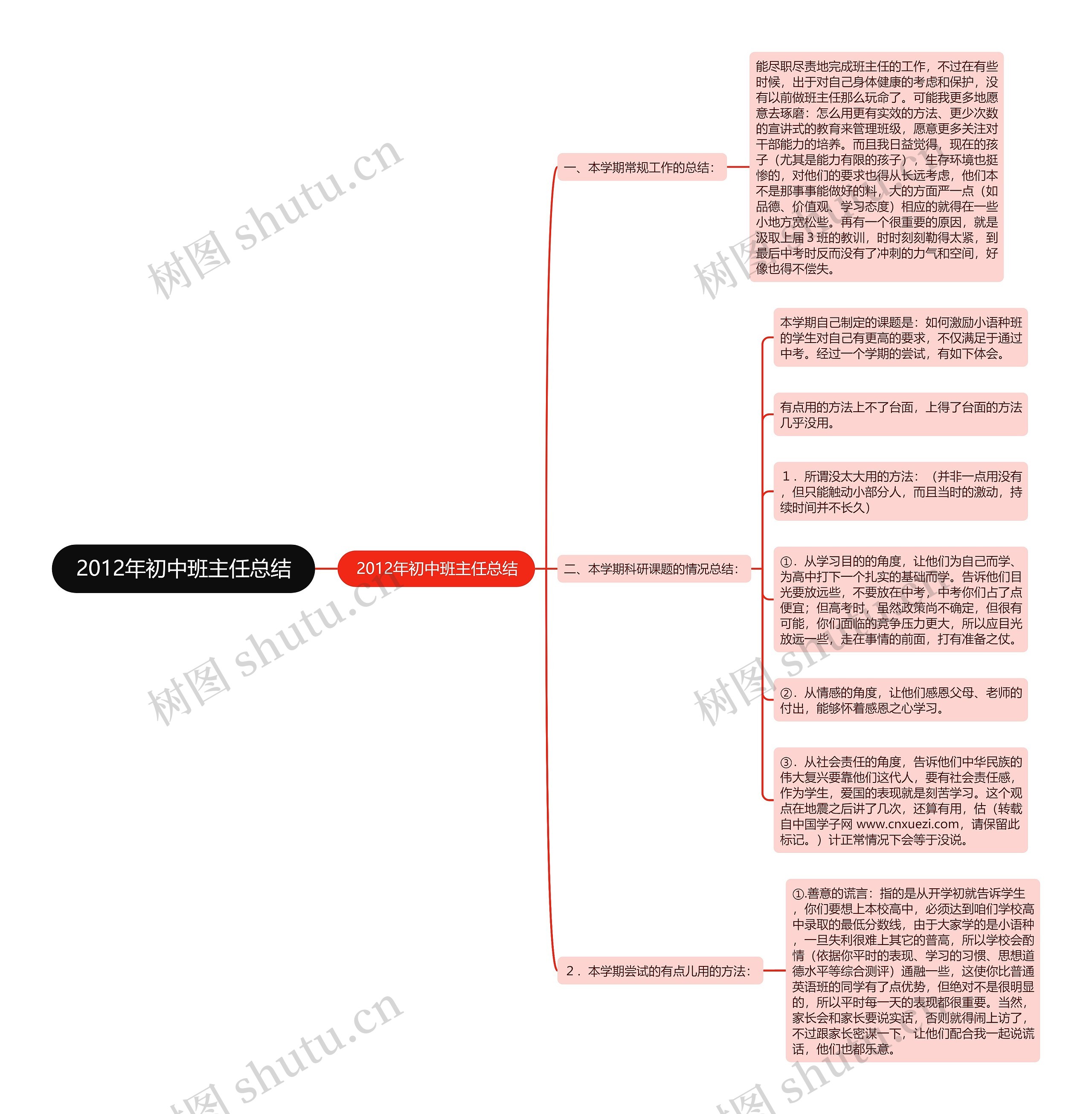 2012年初中班主任总结思维导图