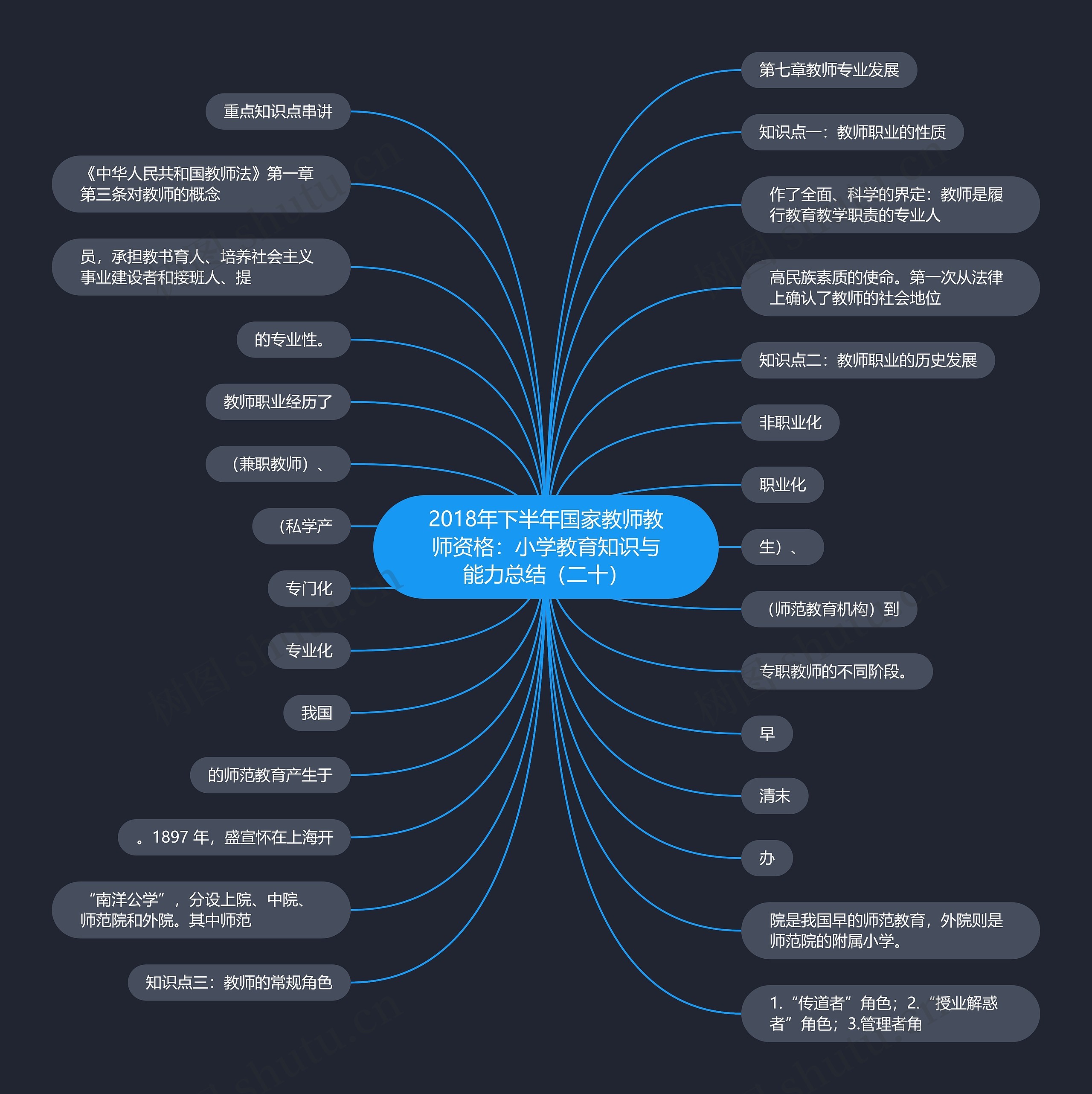 2018年下半年国家教师教师资格：小学教育知识与能力总结（二十）思维导图