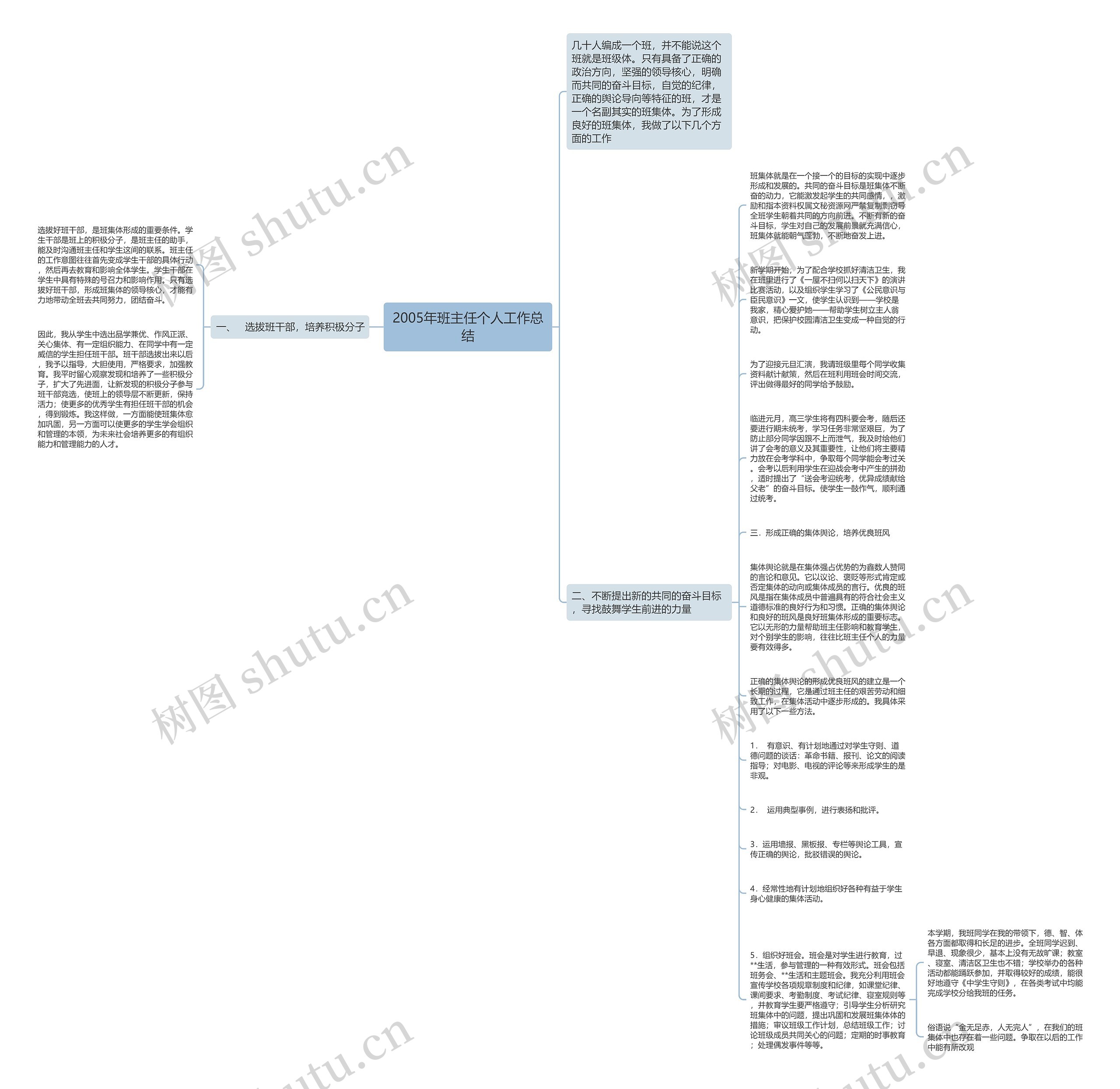 2005年班主任个人工作总结思维导图