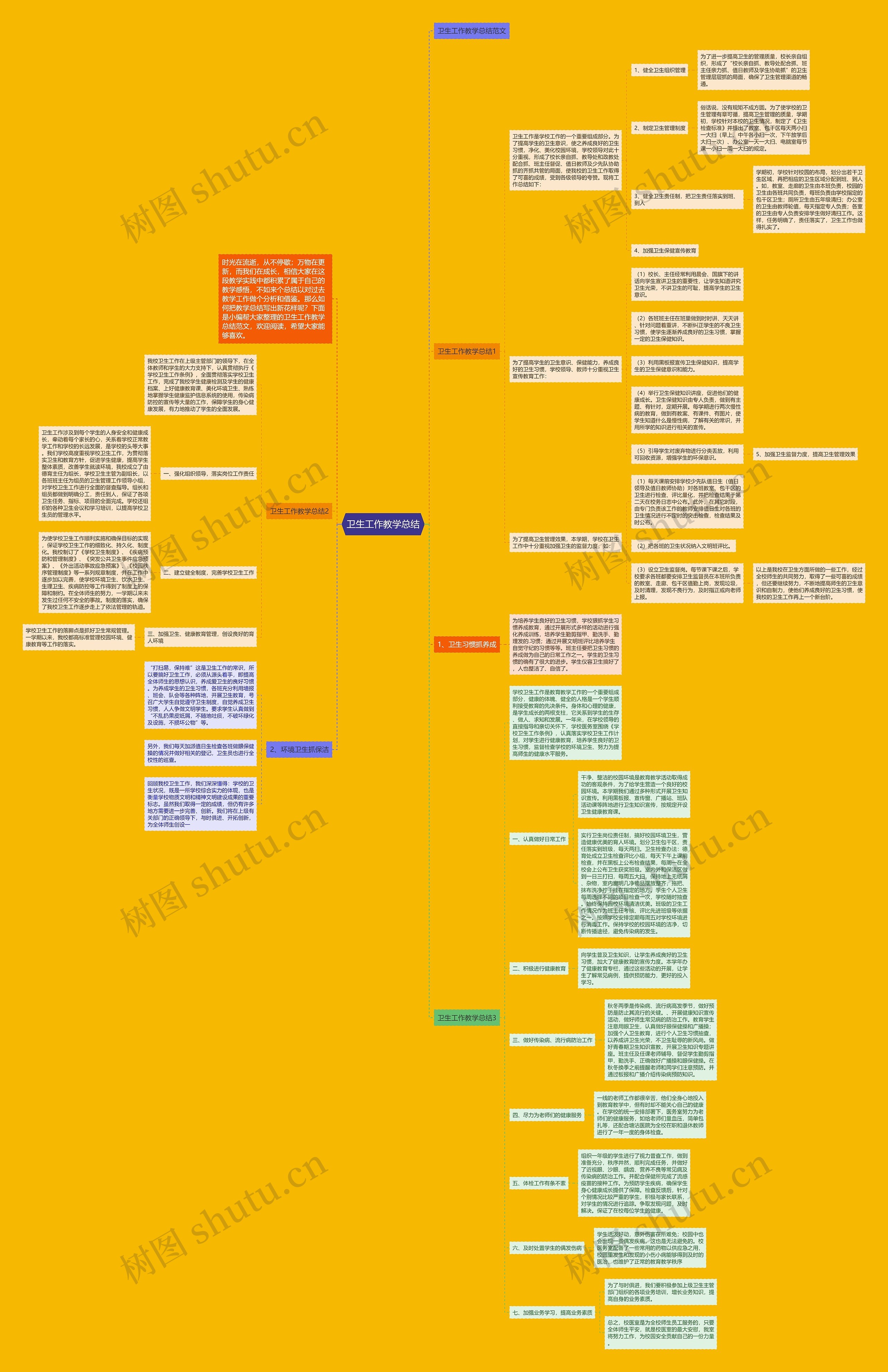 卫生工作教学总结思维导图