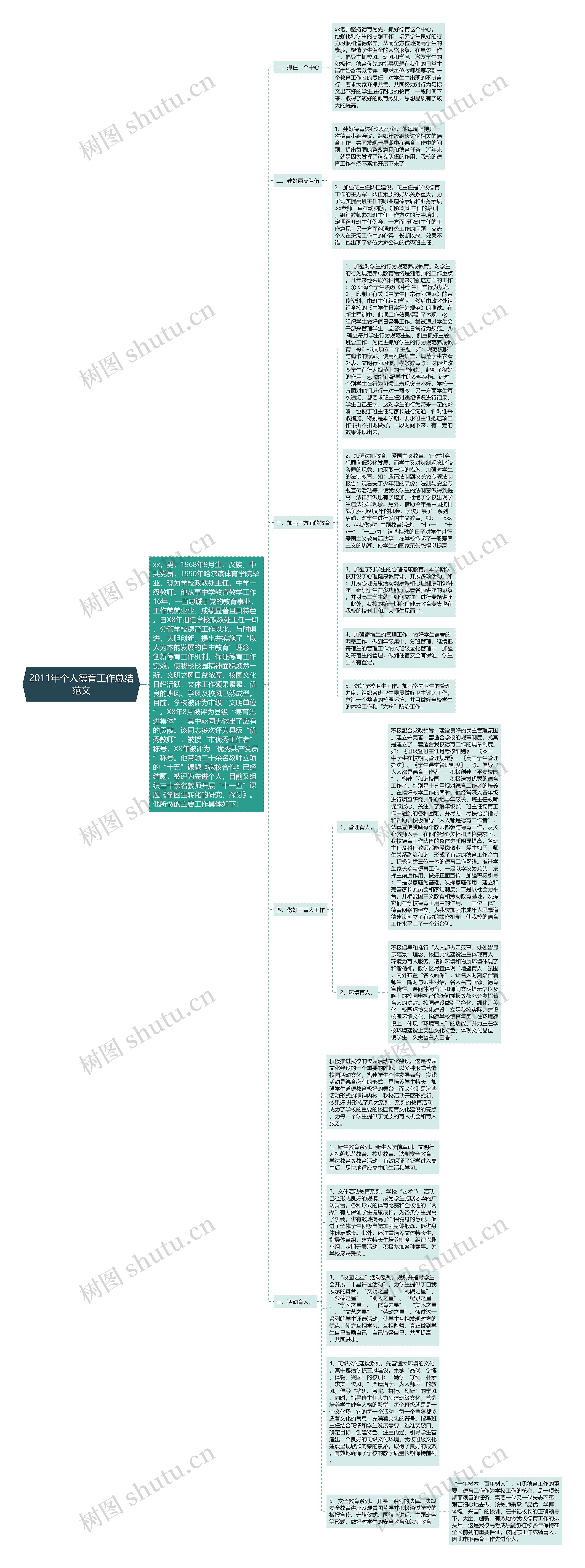 2011年个人德育工作总结范文思维导图