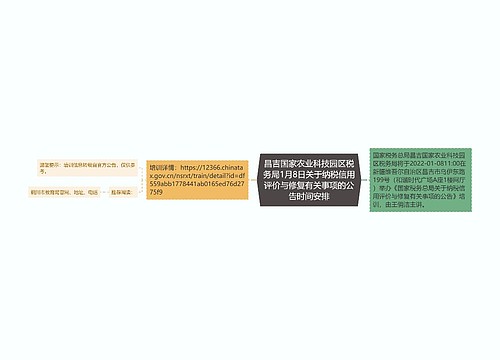 昌吉国家农业科技园区税务局1月8日关于纳税信用评价与修复有关事项的公告时间安排