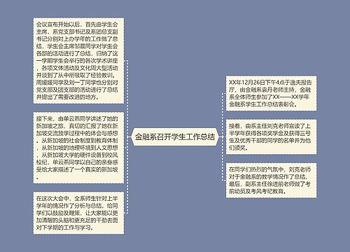 金融系召开学生工作总结