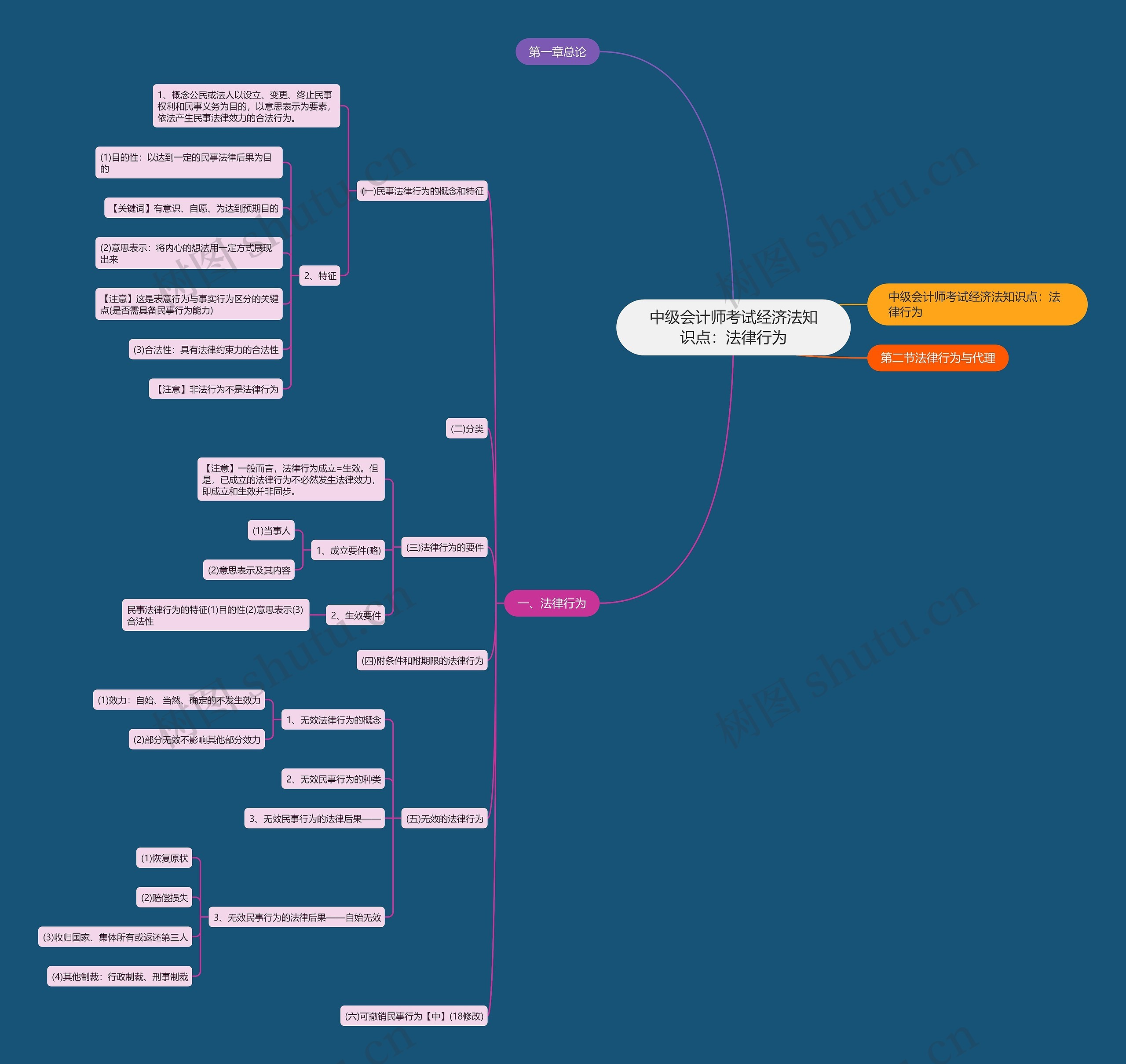 中级会计师考试经济法知识点：法律行为思维导图