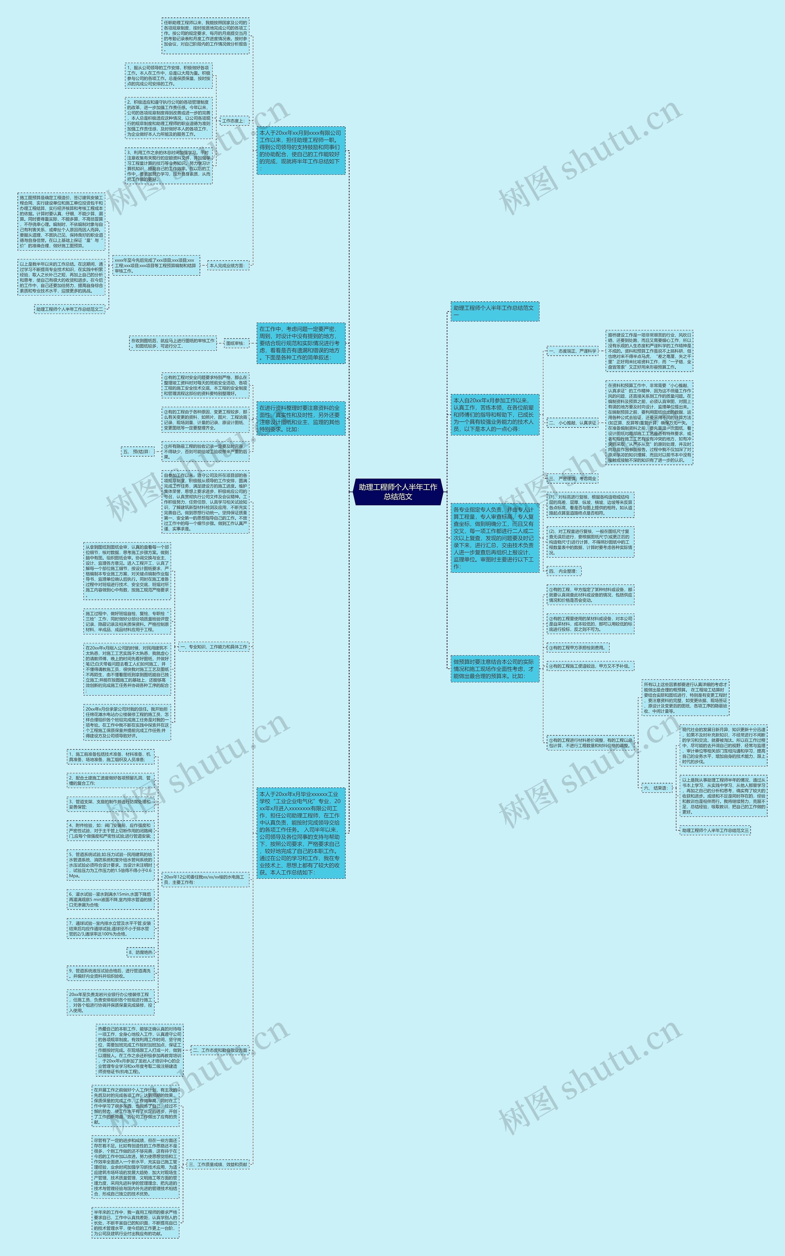 助理工程师个人半年工作总结范文思维导图