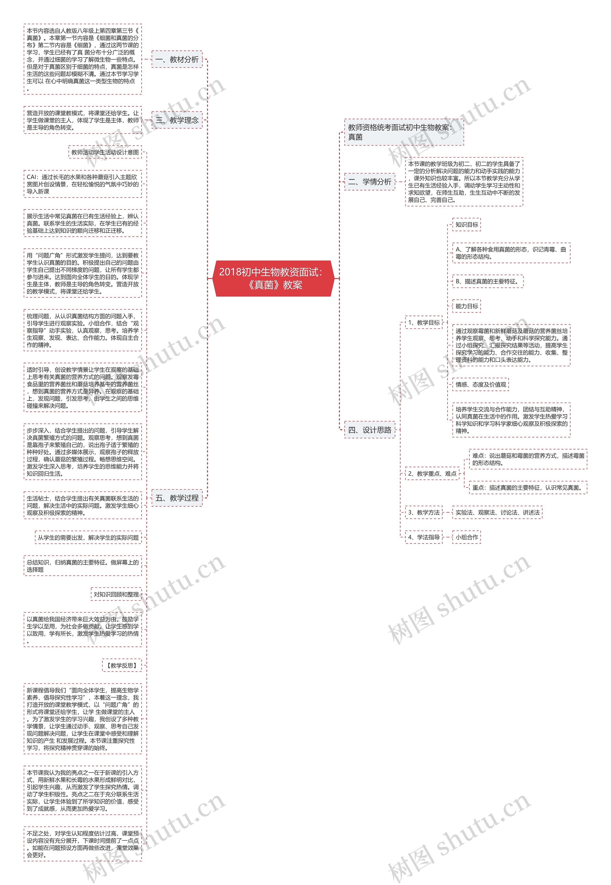 2018初中生物教资面试：《真菌》教案思维导图