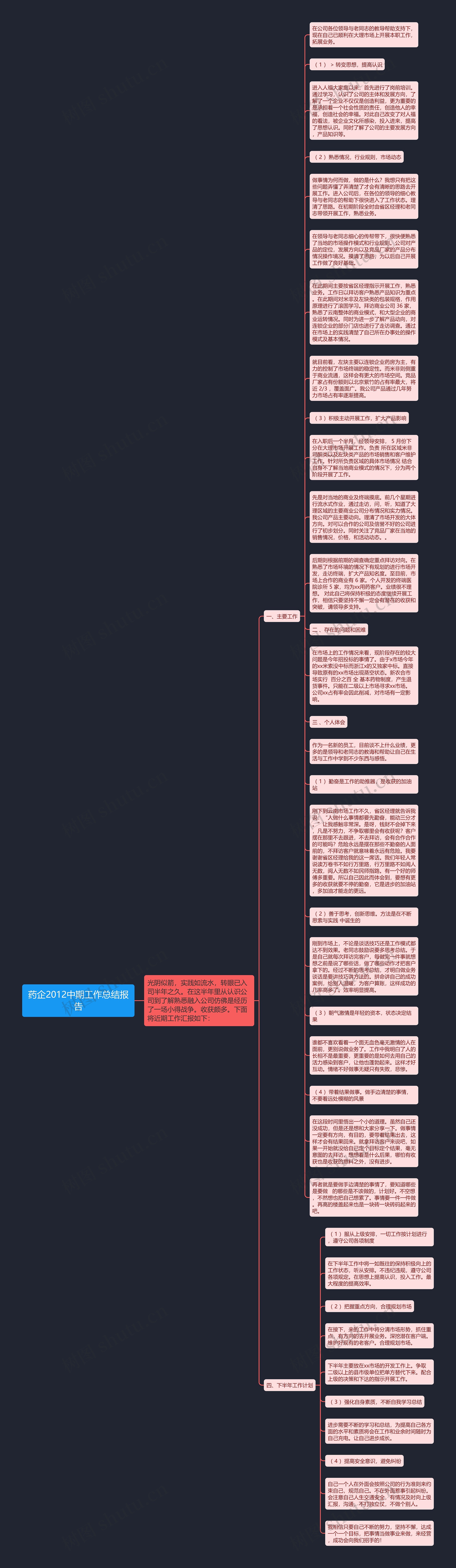 药企2012中期工作总结报告思维导图