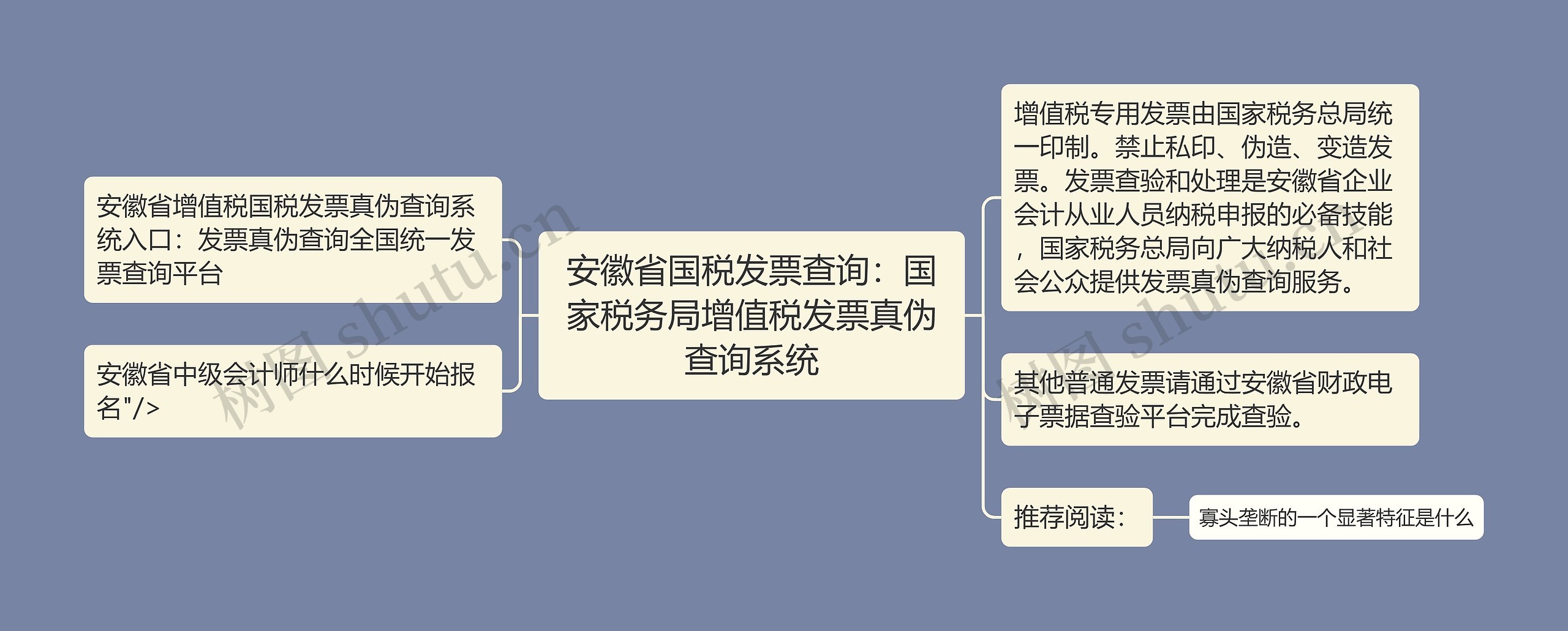 安徽省国税发票查询：国家税务局增值税发票真伪查询系统思维导图