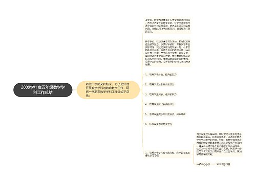 2009学年度五年级数学学科工作总结思维导图