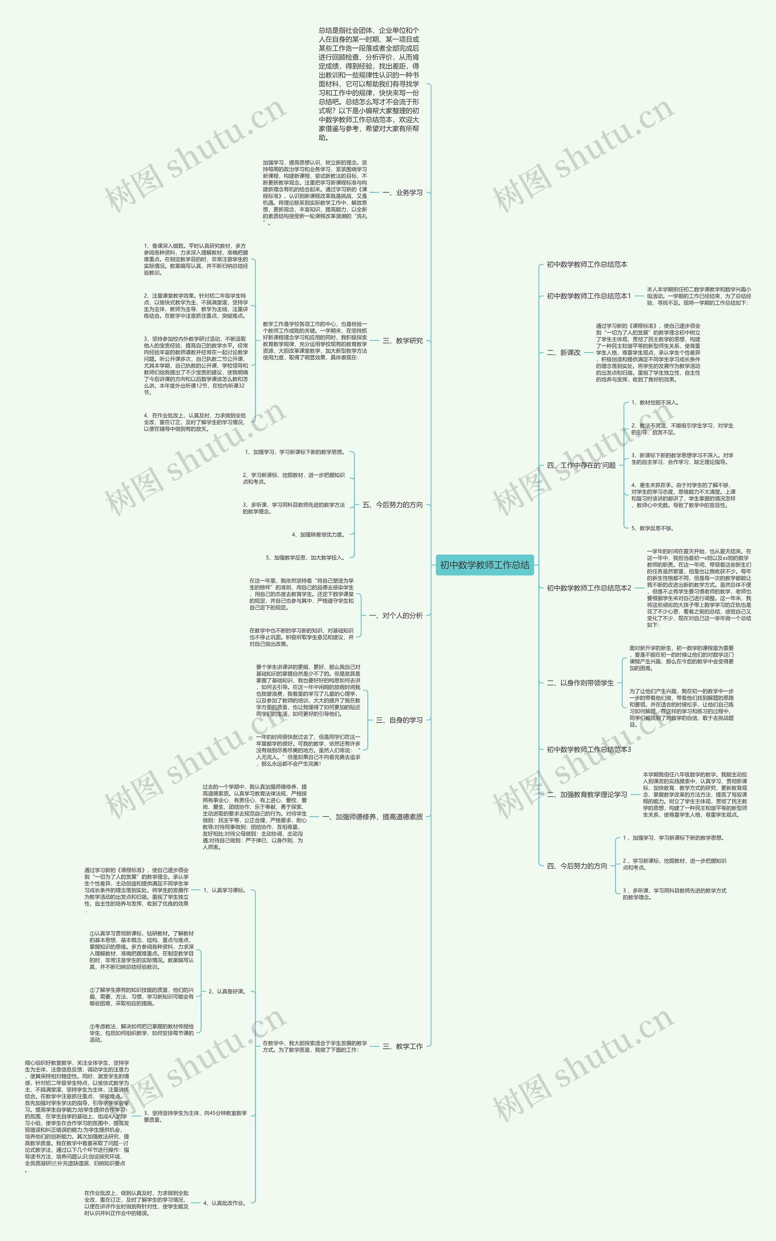 初中数学教师工作总结思维导图
