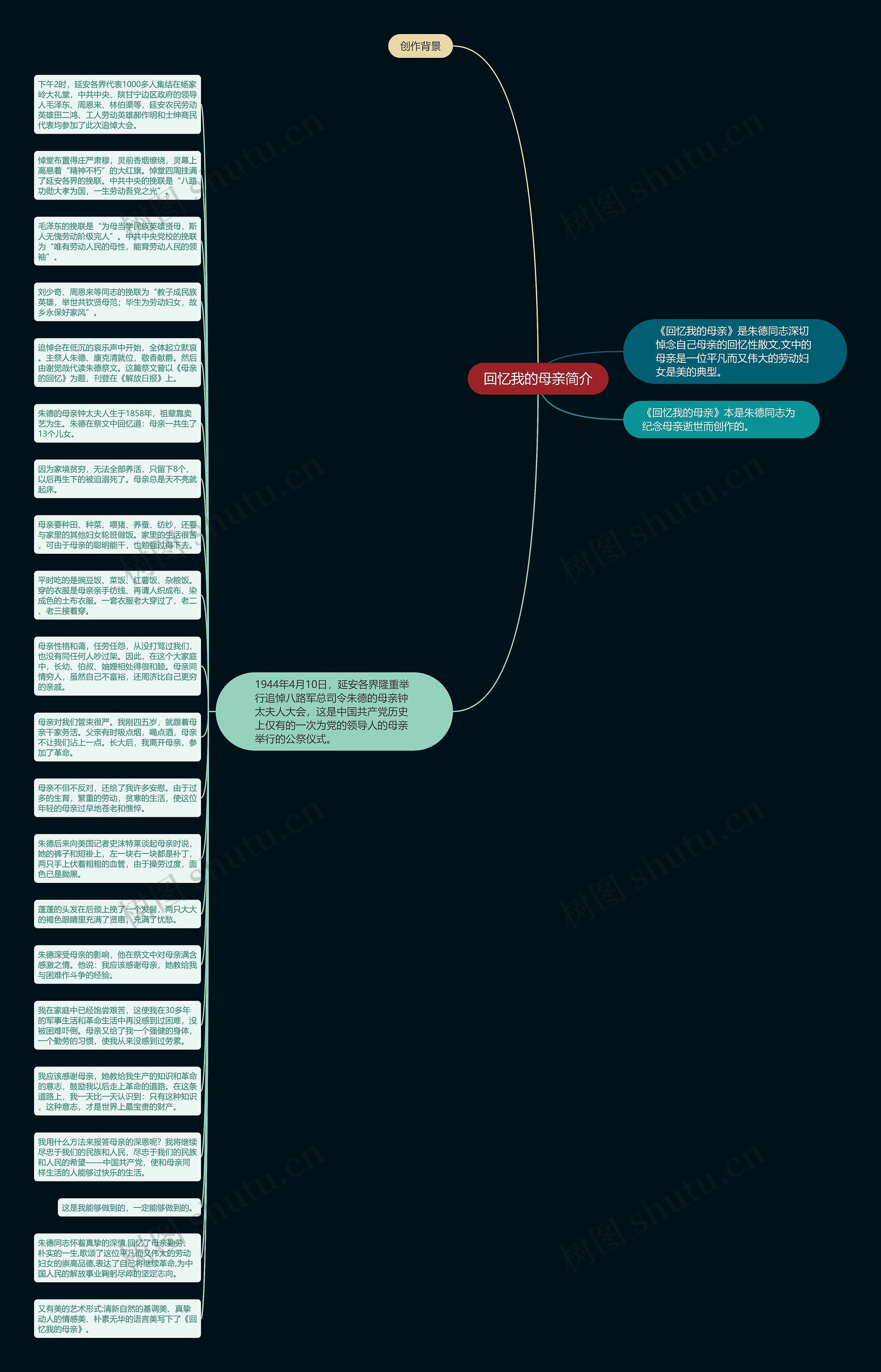 回忆我的母亲简介思维导图