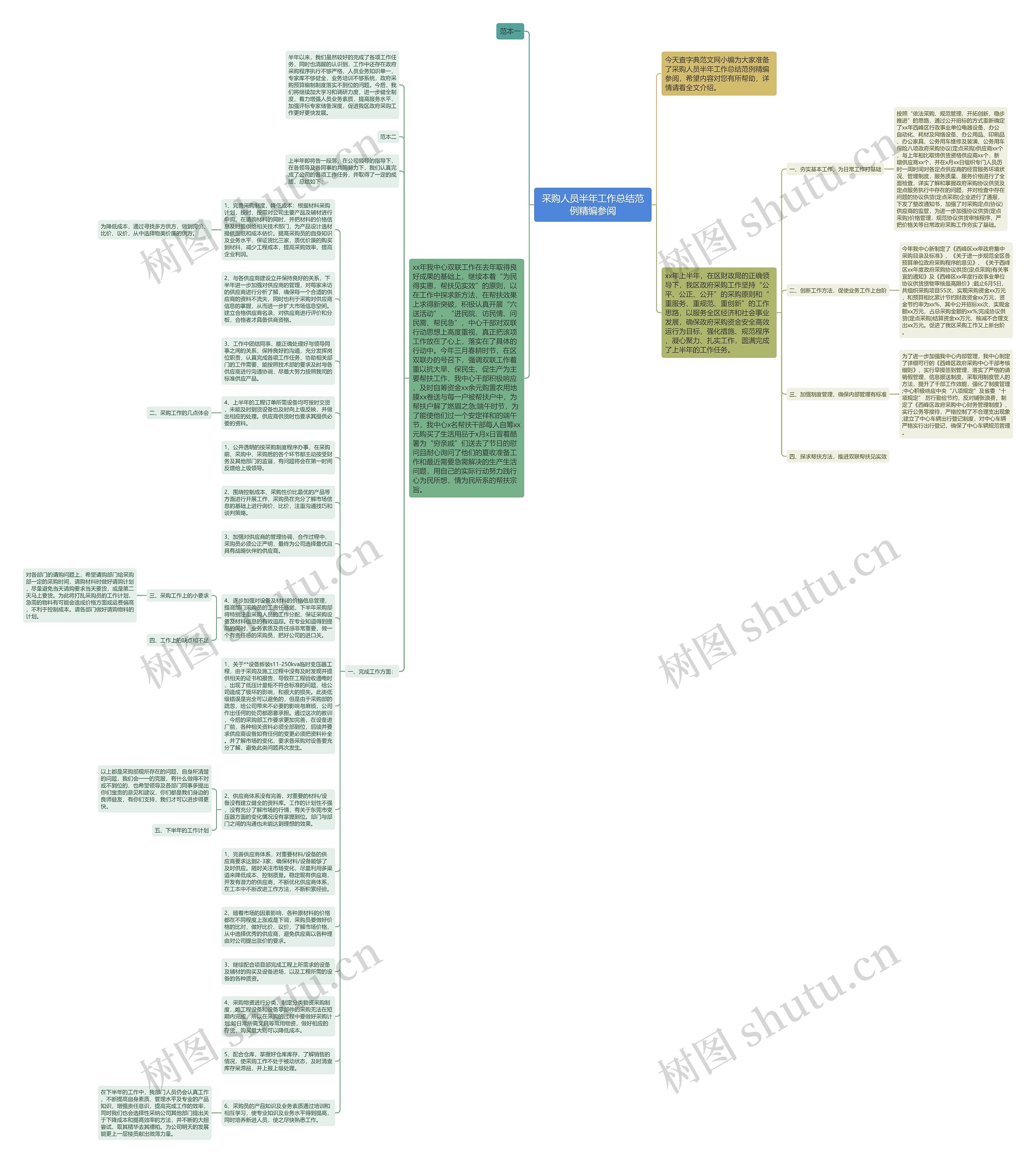 采购人员半年工作总结范例精编参阅思维导图