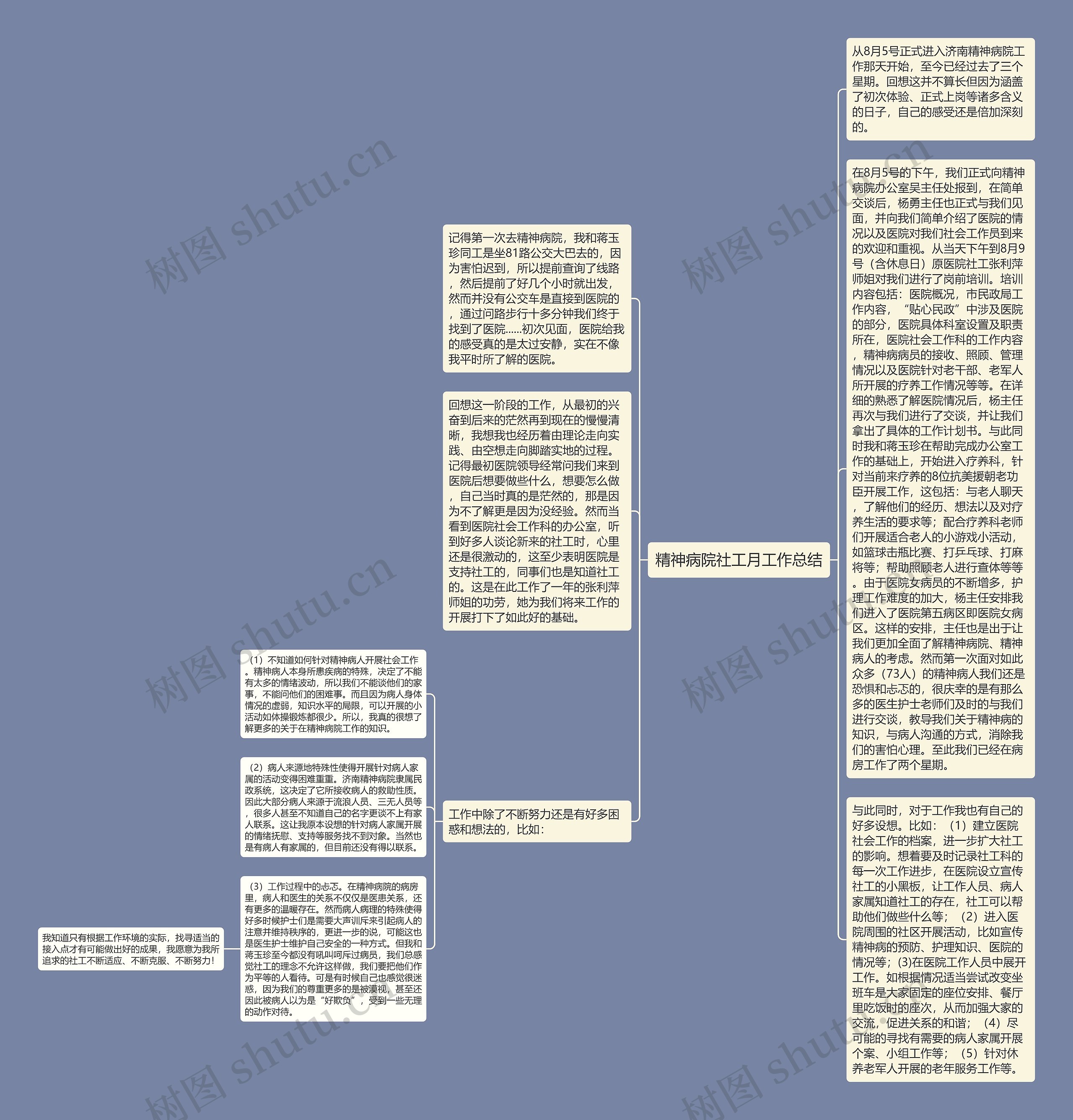 精神病院社工月工作总结思维导图
