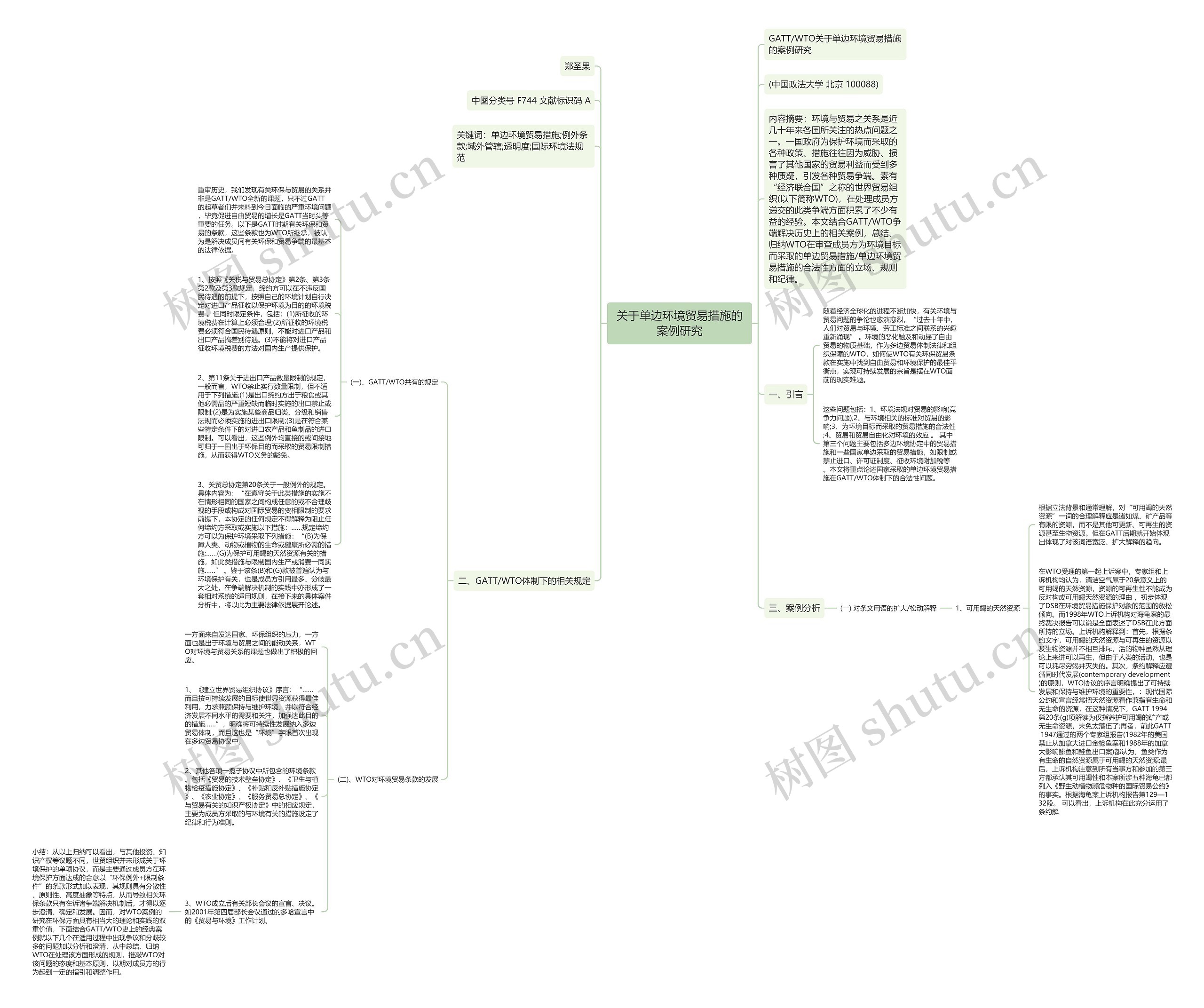 关于单边环境贸易措施的案例研究思维导图