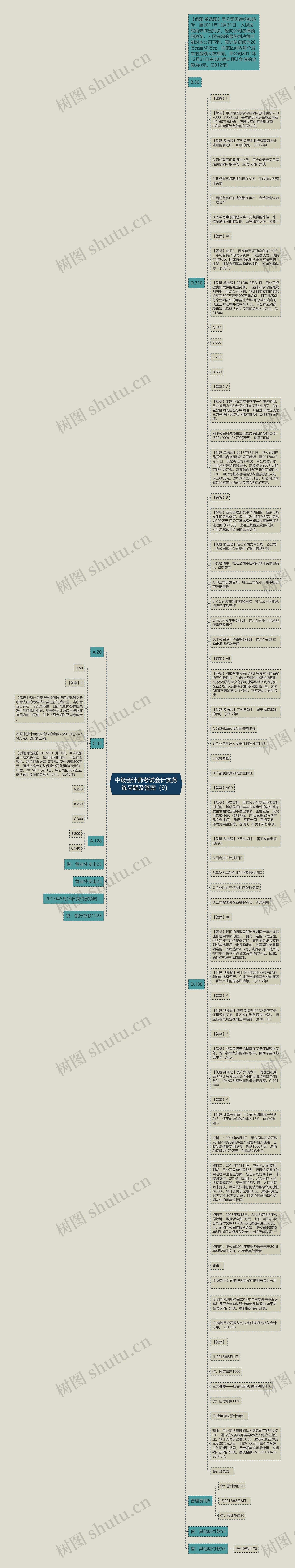 中级会计师考试会计实务练习题及答案（9）思维导图