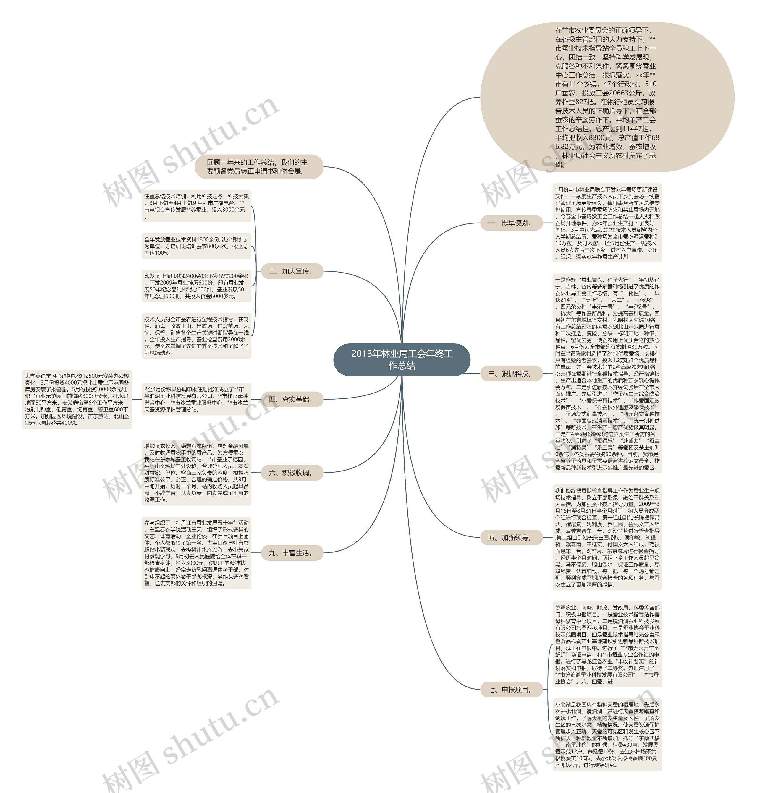 2013年林业局工会年终工作总结思维导图