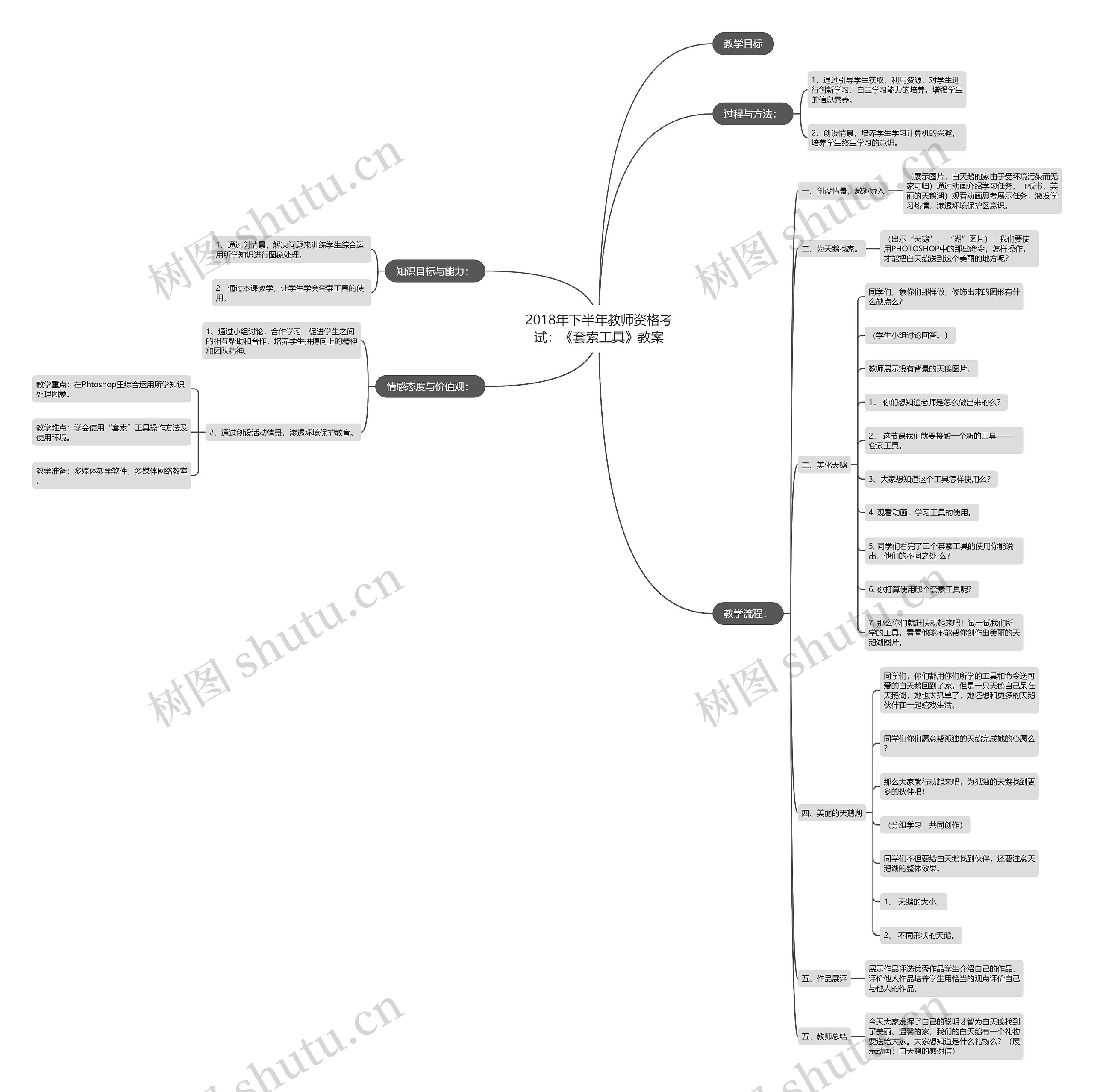 2018年下半年教师资格考试：《套索工具》教案思维导图