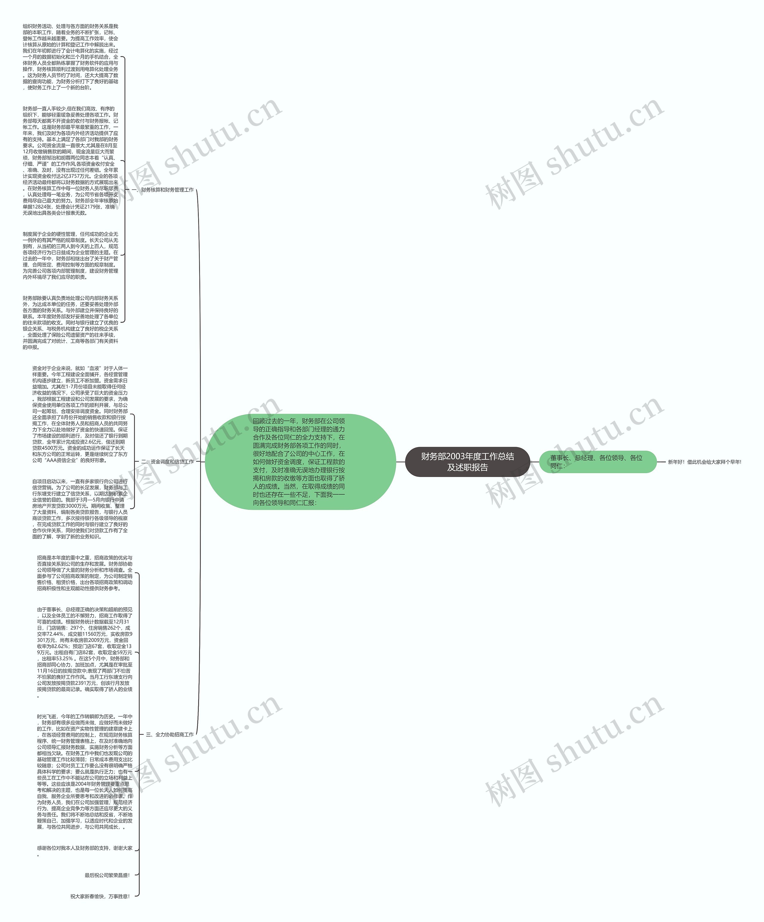 财务部2003年度工作总结及述职报告思维导图