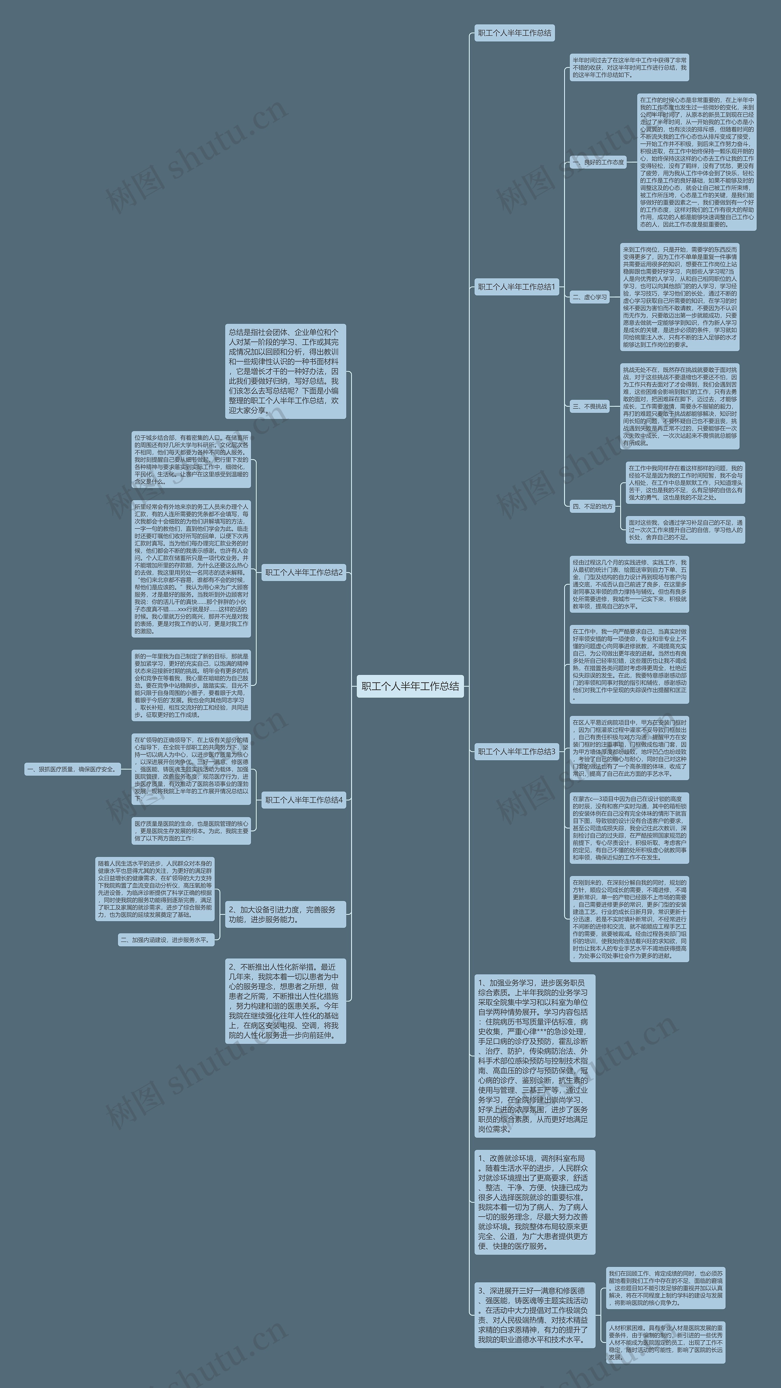 职工个人半年工作总结思维导图