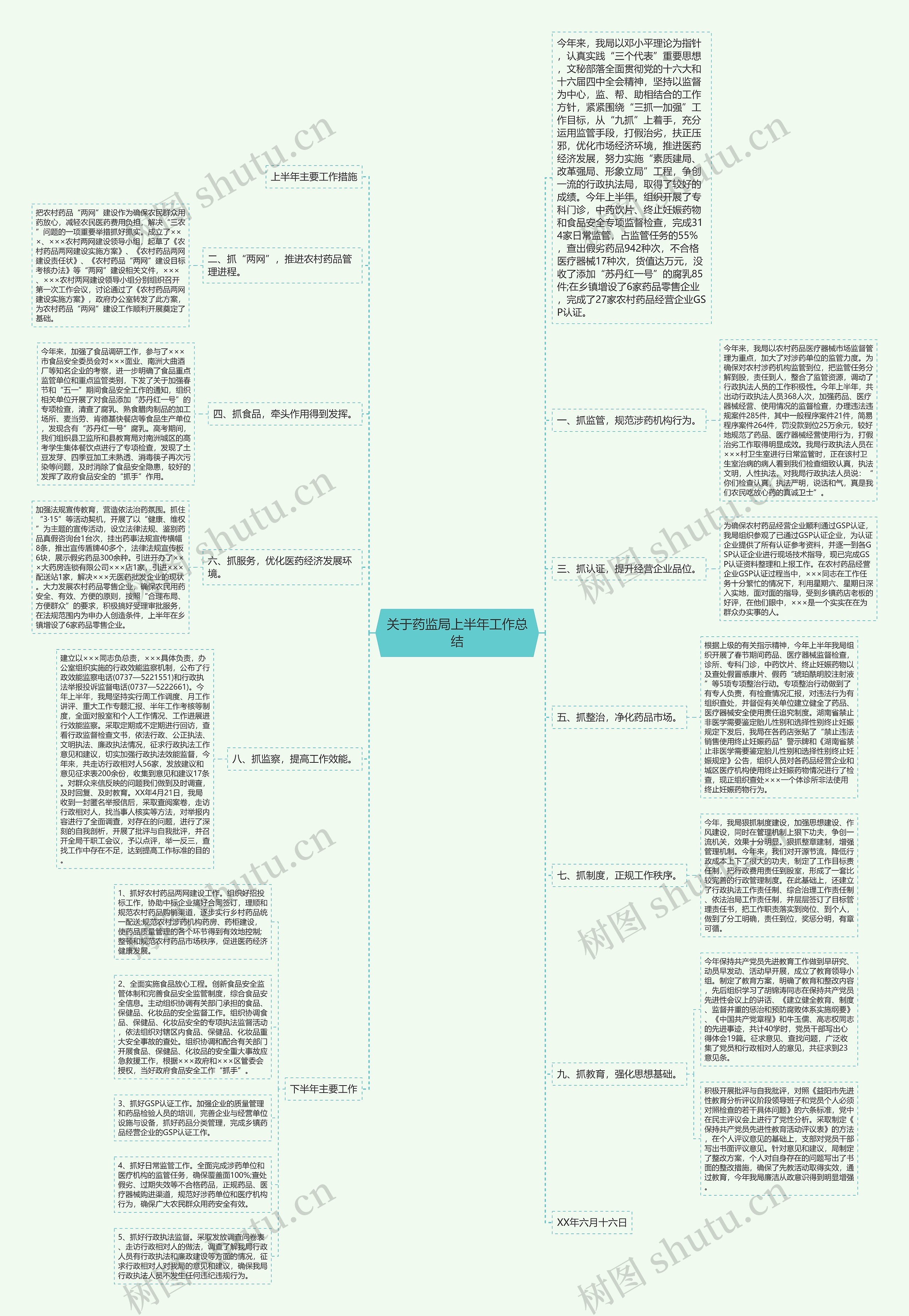 关于药监局上半年工作总结思维导图