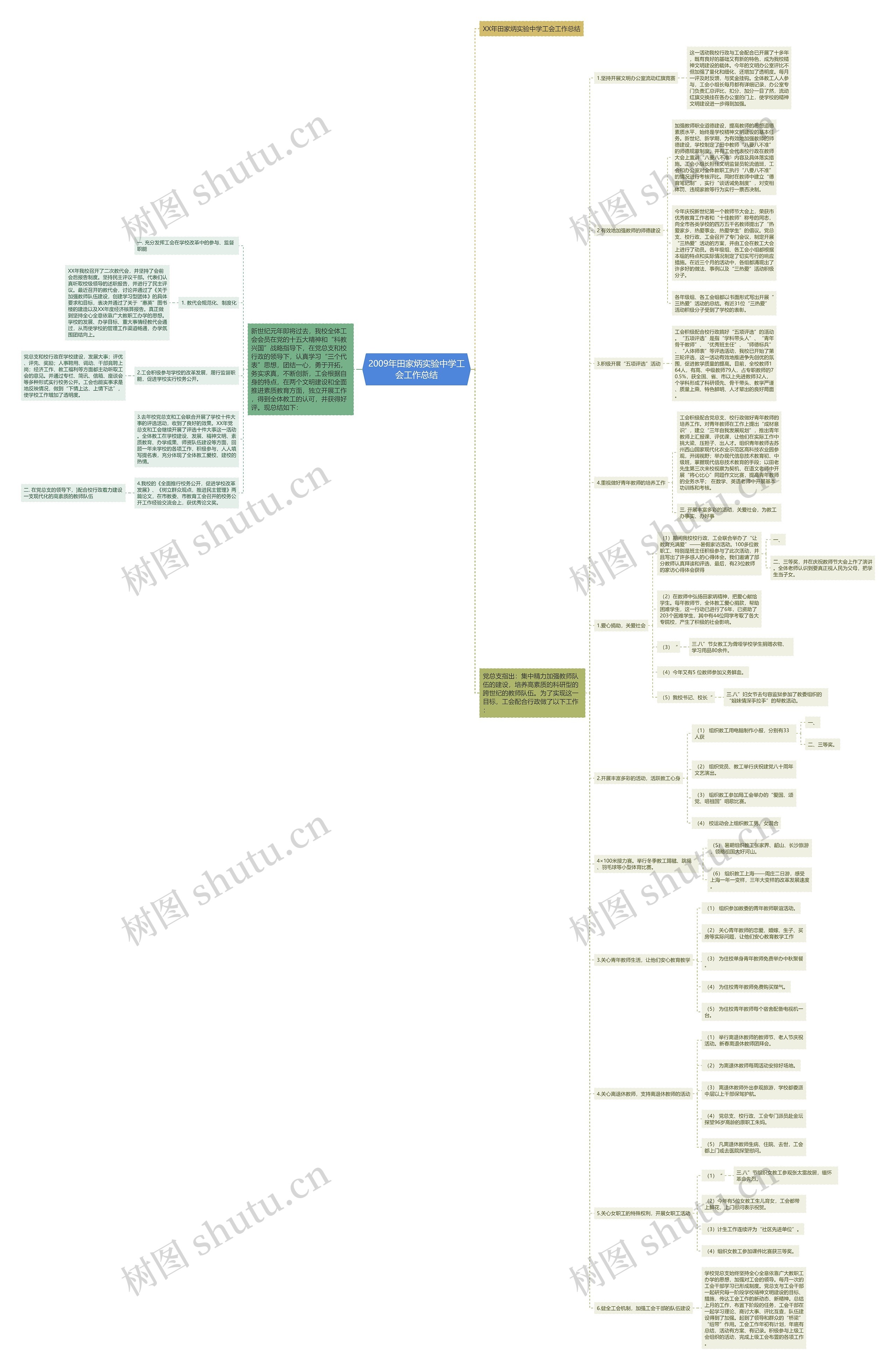 2009年田家炳实验中学工会工作总结思维导图