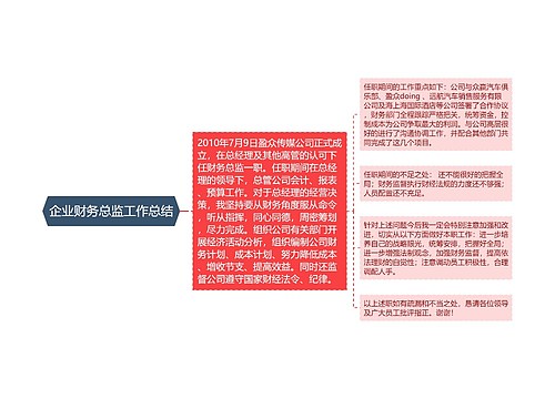 企业财务总监工作总结