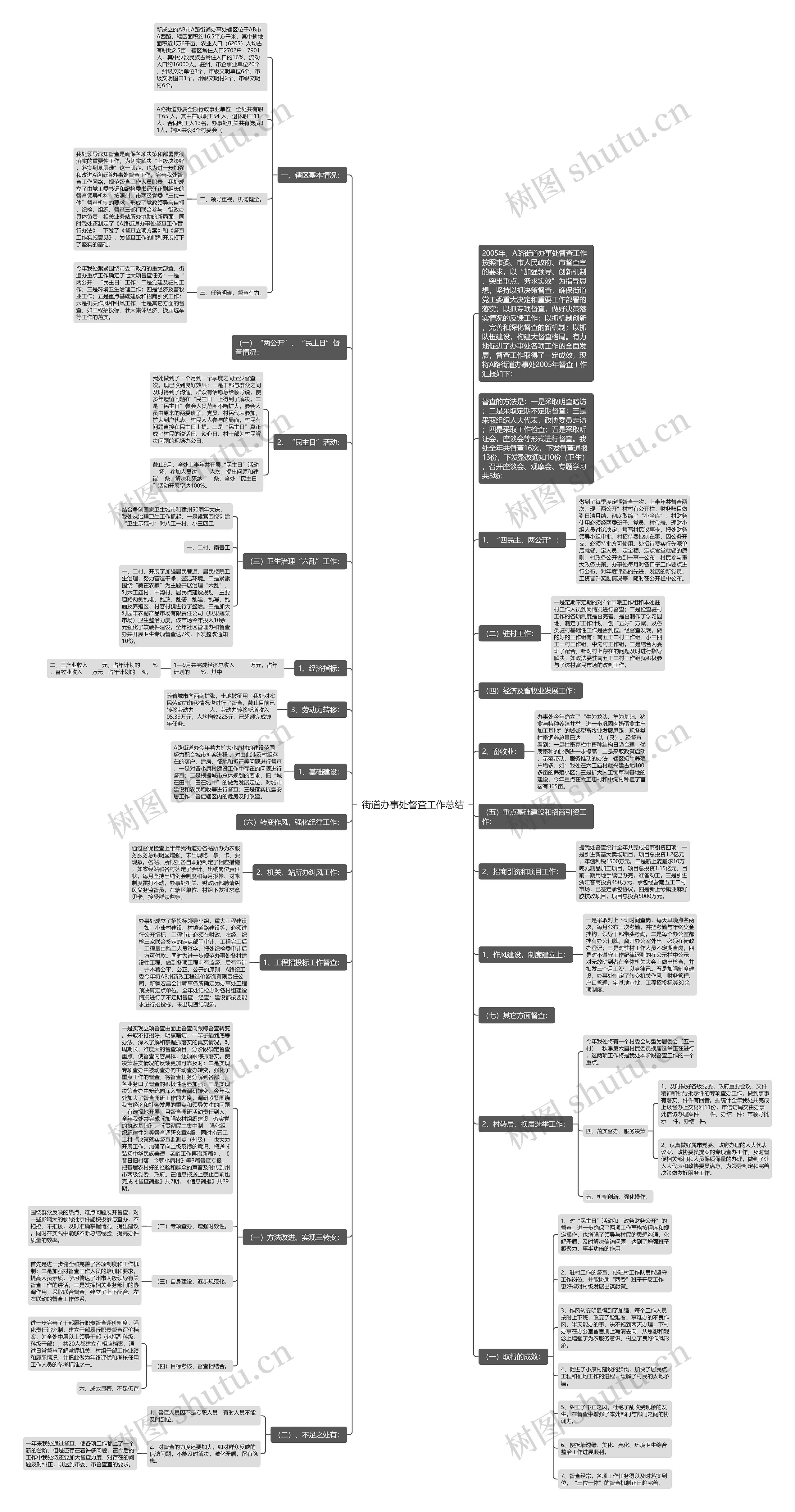 街道办事处督查工作总结思维导图