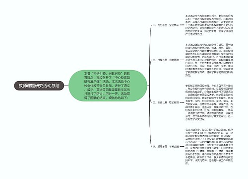 教师课题研究活动总结